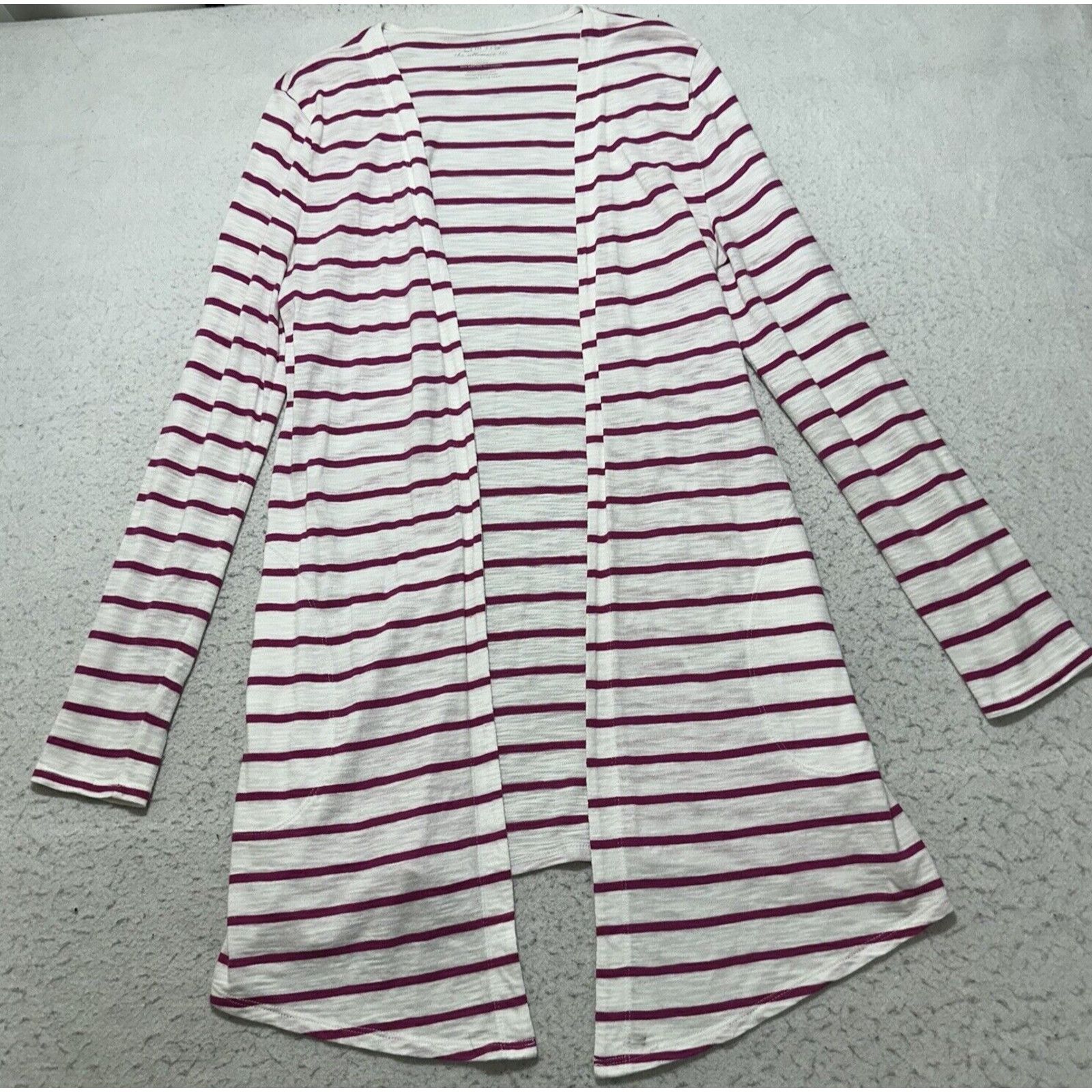 Chicos Chico's Small Cardigan Open Front Sweater White Pink Striped Size S / US 4 / IT 40 - 1 Thumbnail
