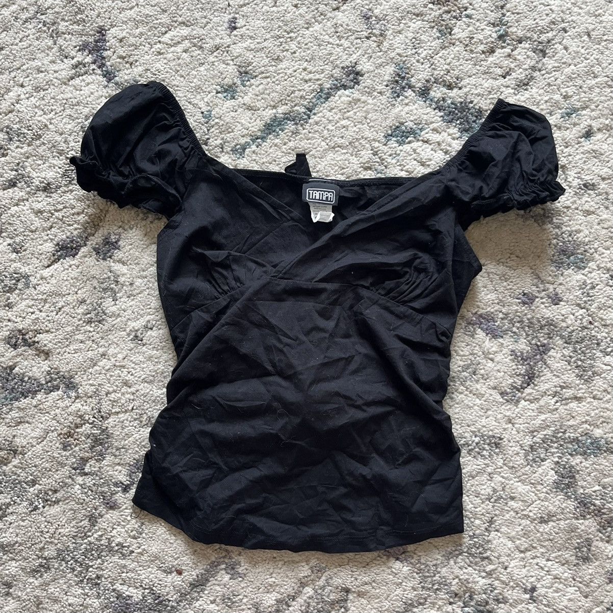 Vintage Vintage Black Puff Sleeve Top Size S / US 4 / IT 40 - 1 Thumbnail