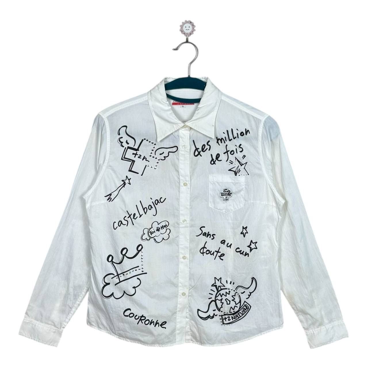 Jean Charles De Castelbajac Castelbajac +2 Nature Handwriting Print Shirt Vintage 90s Size L / US 10 / IT 46 - 1 Thumbnail