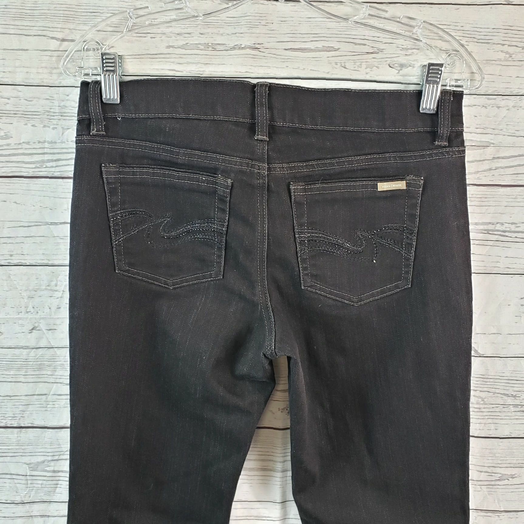 White House Black Market White House Black Market Womens Jeans Sz 2 Solid Black Low Rise Slim Leg Size 26" / US 2 / IT 38 - 4 Thumbnail
