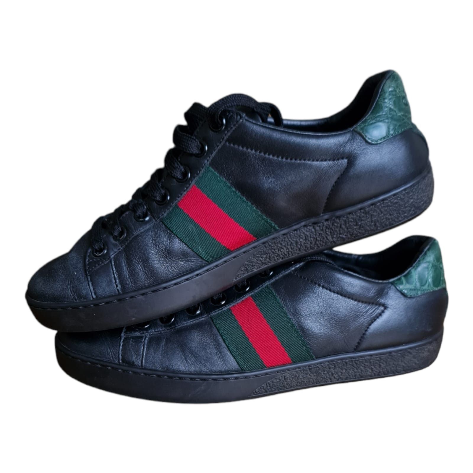 Trainers Gucci Gucci Crocodile Sneakers GUCCI ACE BLACK