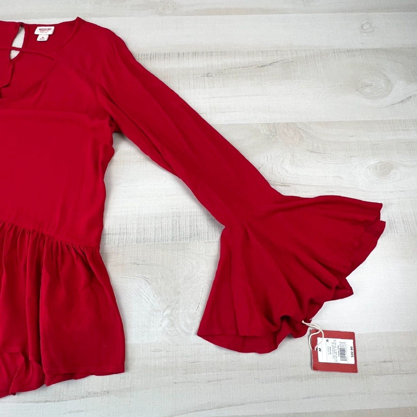 Mossimo Mossimo Women's Red Bell Sleeve Blouse Top Medium Long Sleeve Size M / US 6-8 / IT 42-44 - 7 Thumbnail