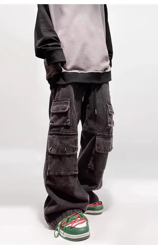 Jean x Gotoh Spikder Rivet Multi Pocket Cargo Wide Leg Jeans Size US 33 - 5 Thumbnail