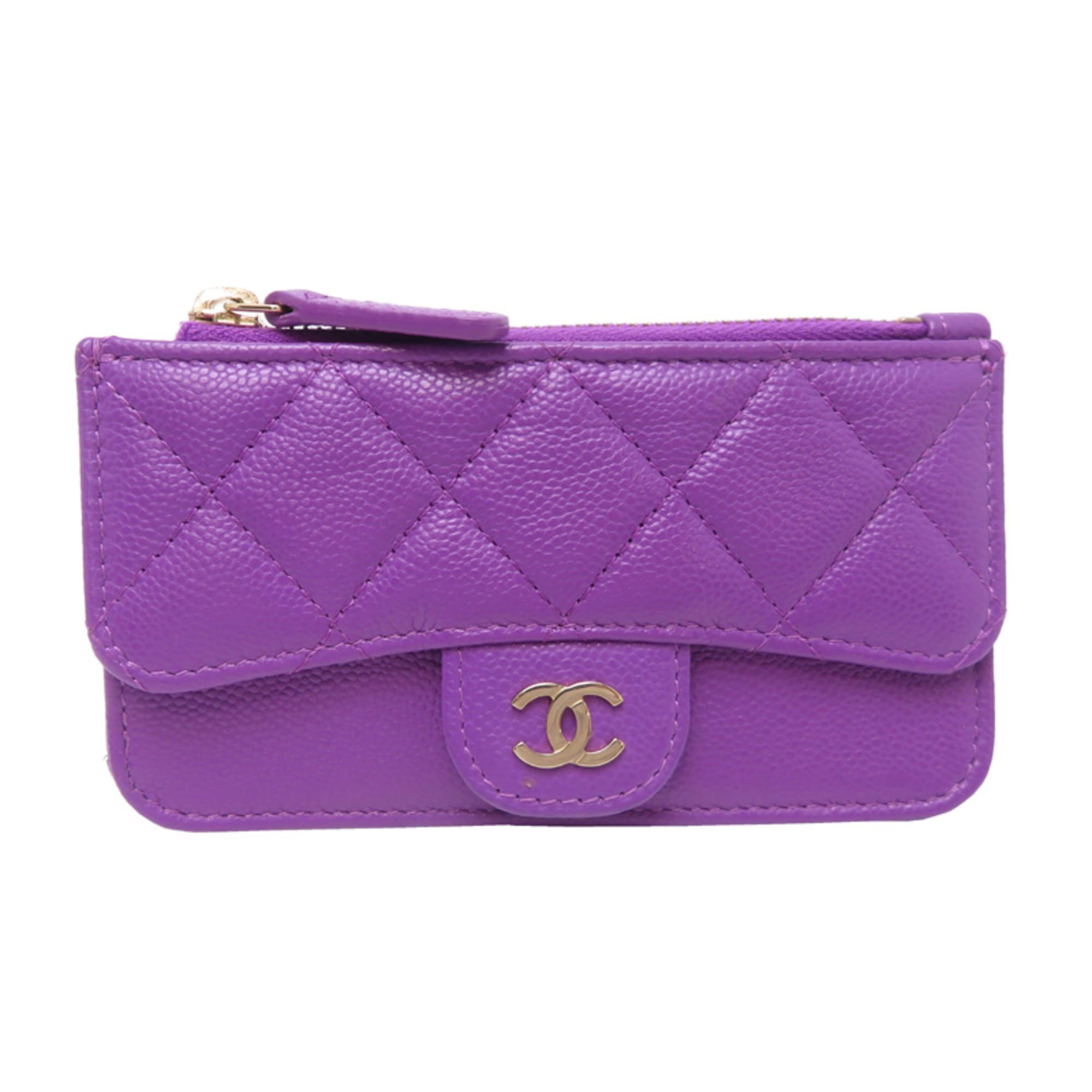 Chanel Chanel Fragment Wallet/Coin Case Women's Business Card AP2570 Caviar Leather Purple Size ONE SIZE - 1 Thumbnail