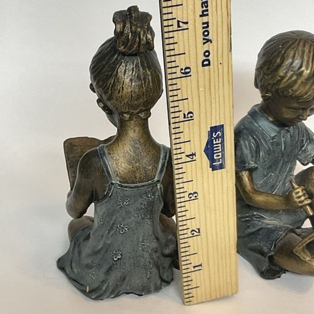 Other VTG SPI Home Pair of Cast Brass Boy & Girl Sculptural 7" Tal Size ONE SIZE - 3 Thumbnail