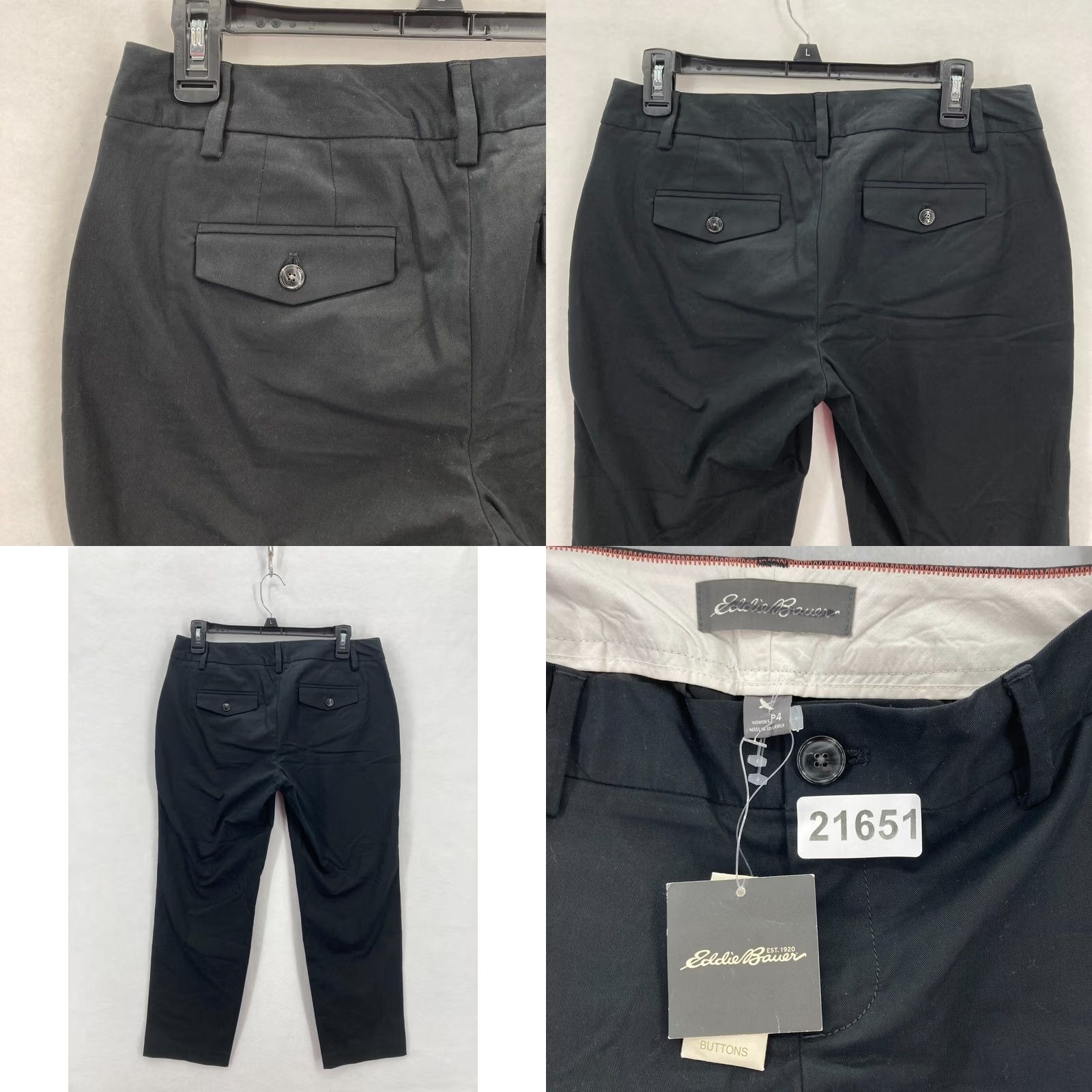 Eddie Bauer Eddie Bauer Chino Pants Women's 4 Petite Black Stretch Relaxed Tapered Chino Pants Womens 4P Black Stretch Fabric Relaxed Tapered Size 27" / US 4 / IT 40 - 8 Thumbnail