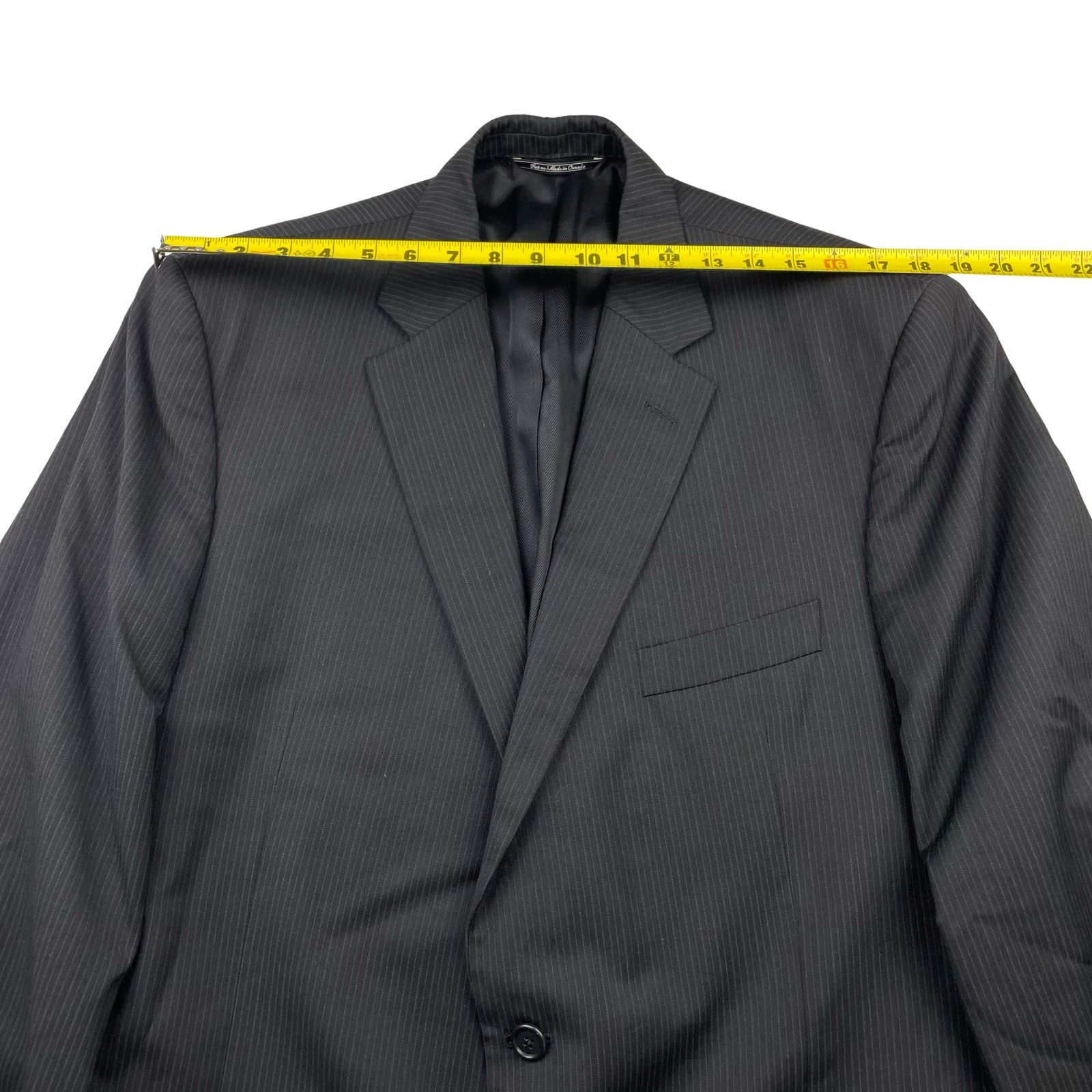 Jack Victor Jack Victor Men’s Valentino 100% Wool Suit Black/Blue Stripe Size 40L - 10 Thumbnail