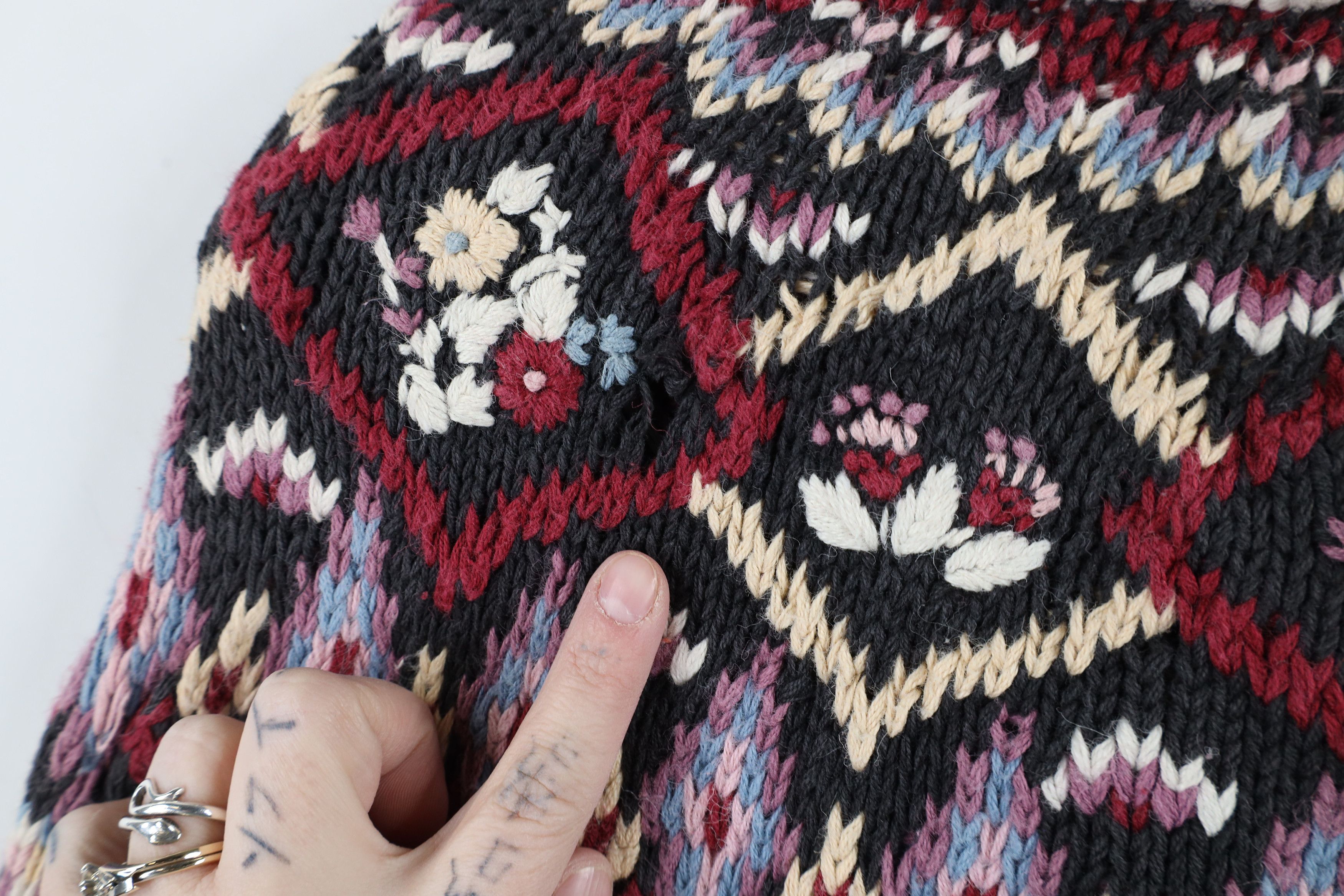 Vintage Vintage 90s Farmhouse Flower Fair Isle Knit Cardigan Sweater Size M / US 6-8 / IT 42-44 - 12 Thumbnail