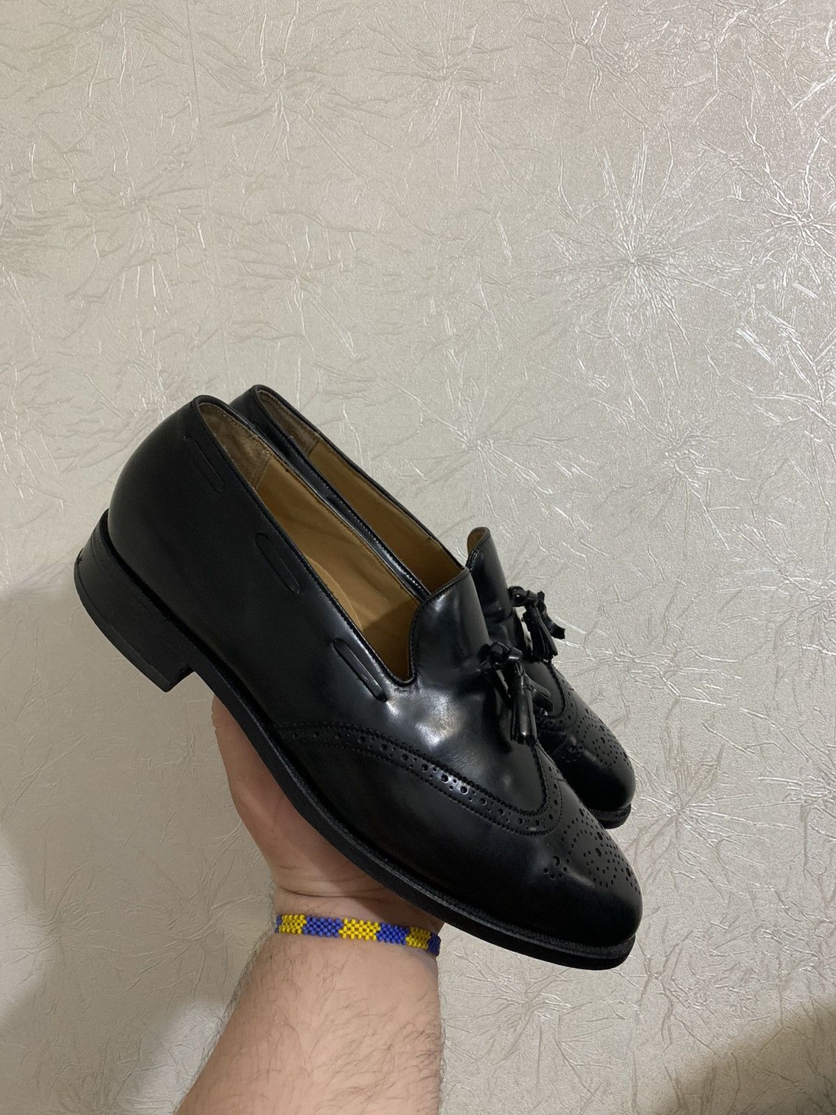 Barker × Genuine Leather × Vintage Vintage Barker Black Leather Loafers Tessel Made in England Size US 11 / EU 44 - 2 Thumbnail