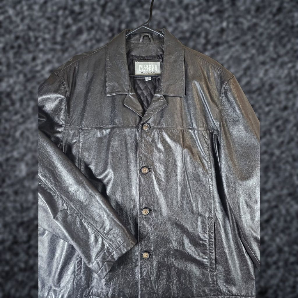 Vintage VINTAGE Wilsons Leather M. Julian Brown Leather Jacket Button-Up Mens 2XL Jacket Brown 90s Winters Vintage Mens Wrangler? Size US XXL / EU 58 / 5 - 1 Thumbnail