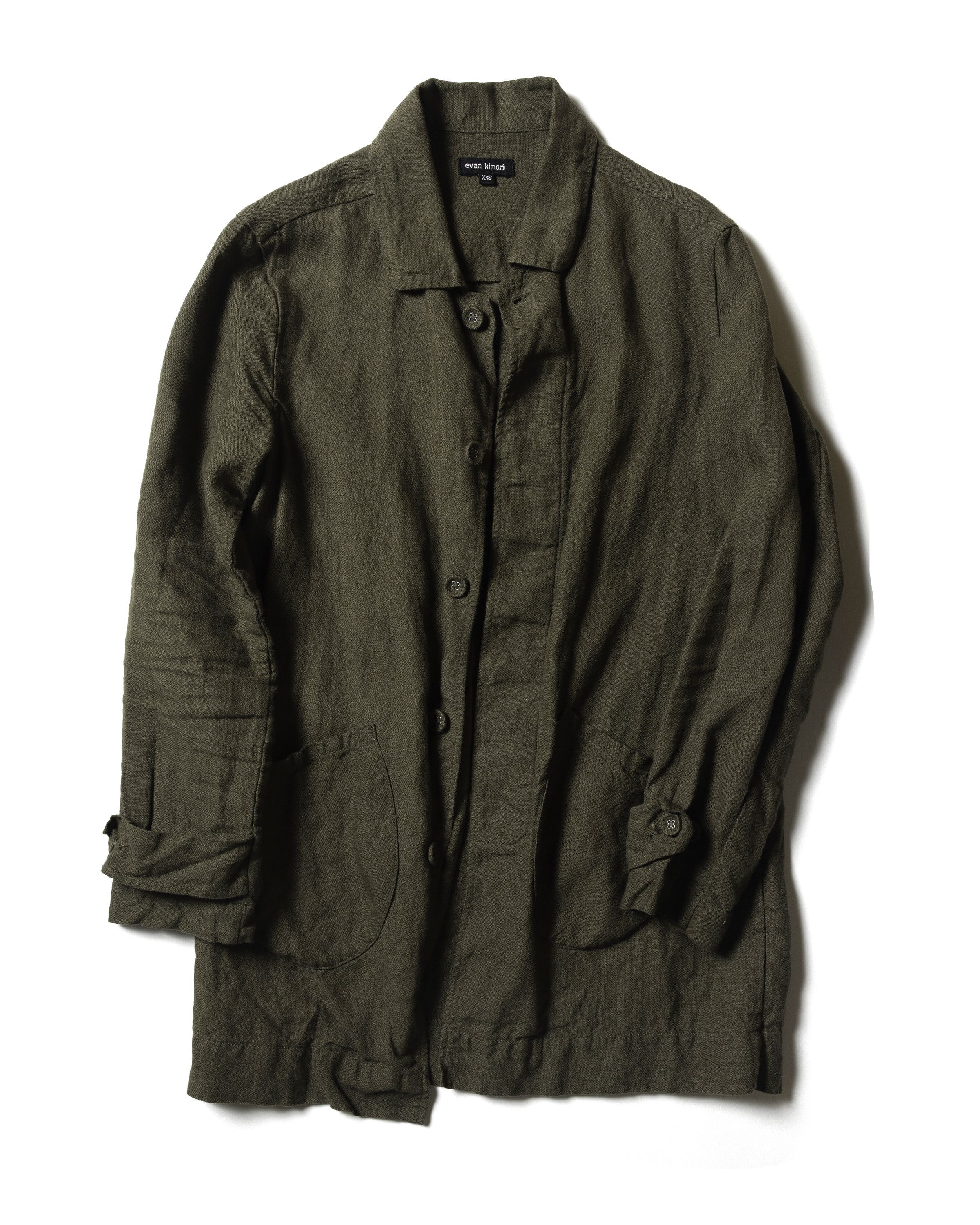 Evan Kinori Covered Placket Coat Linen Size US XS / EU 42 / 0 - 1 Thumbnail