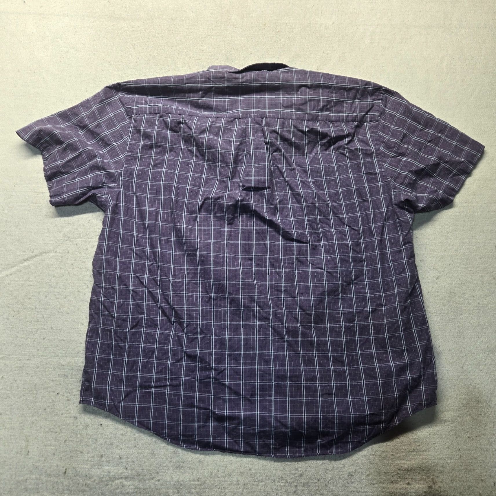 Van Heusen Van Heusen Shirt 2XL Purple Check Short Sleeve Button-Up Size US XXL / EU 58 / 5 - 7 Thumbnail