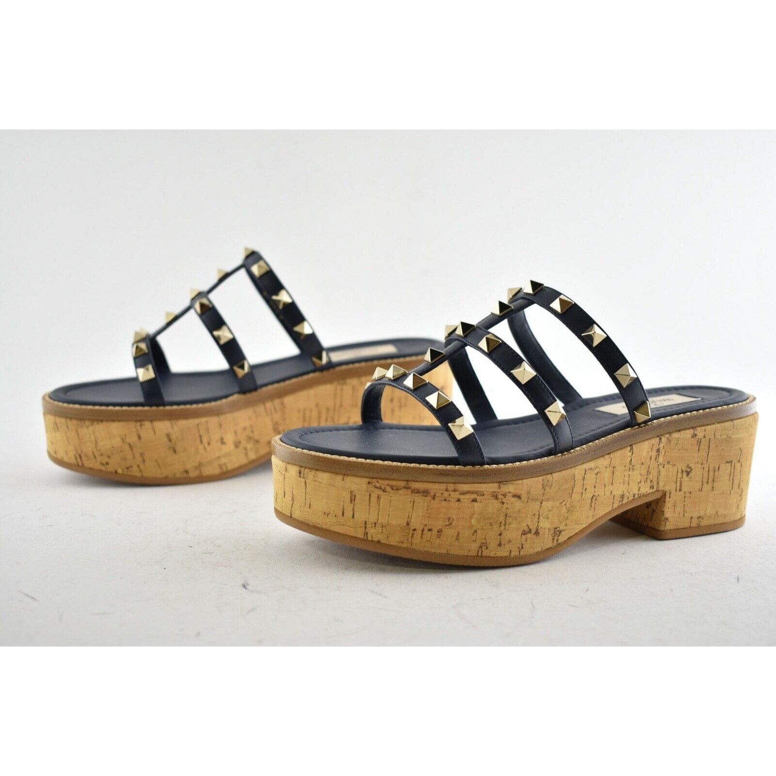 Valentino Valentino Rockstud Blue Cork Platform Mule Slide Sandal Size US 5.5 / IT 35.5 - 7 Thumbnail