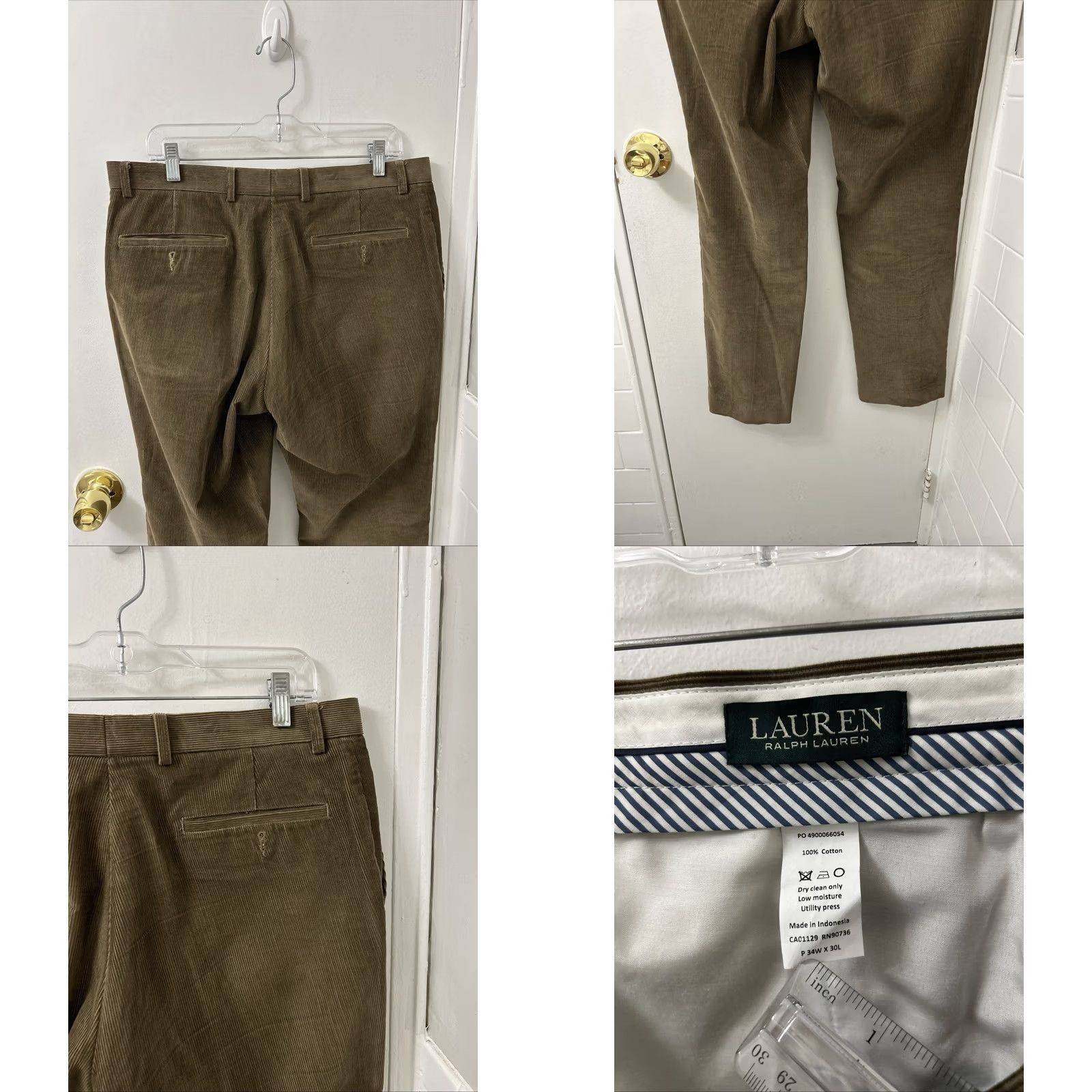 Ralph Lauren VINTAGE? No. Lauren Ralph Lauren Corduroy Pants Mens 34x30 Brown 100% Cotton Trousers Size US 34 / EU 50 - 8 Thumbnail