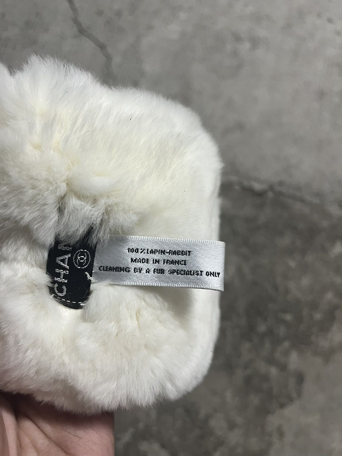 Chanel Chanel rabbit fur logo cuff | Grailed
