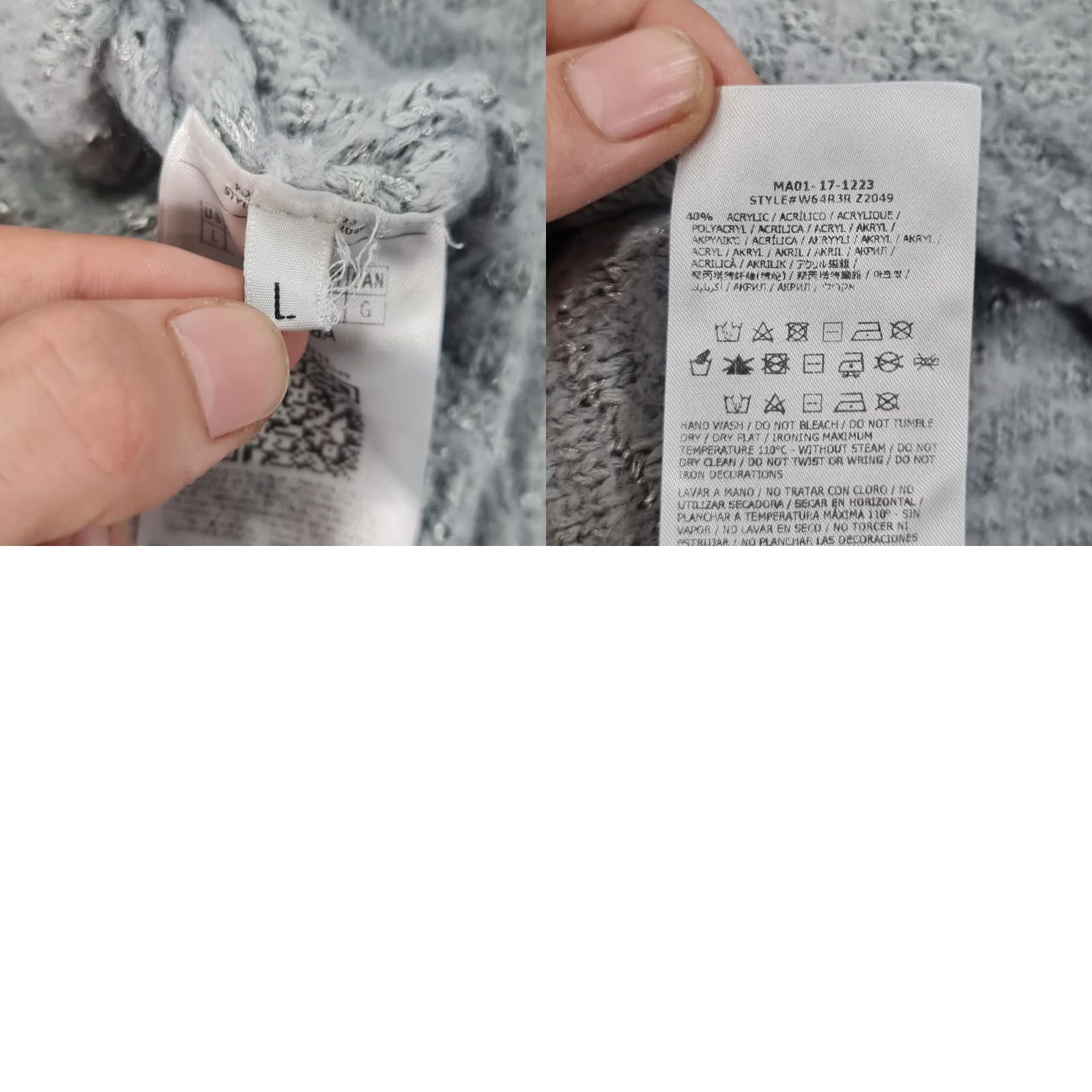 Guess GUESS Womens Jumper Grey Large Sequined Sparkle Knitted Pullover Size L / US 10 / IT 46 - 8 Thumbnail