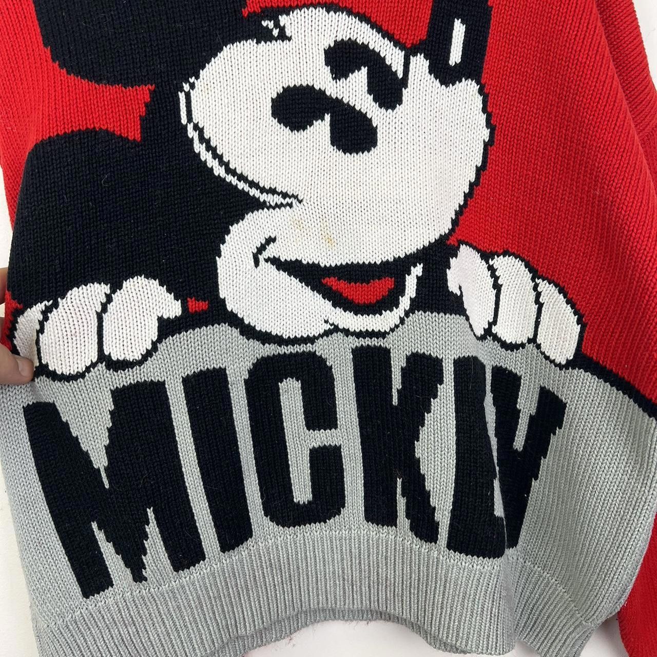 Disney Vintage 90s Mickey Mouse Graphic Sweater - Cozy Red Knit Size L / US 10 / IT 46 - 3 Thumbnail
