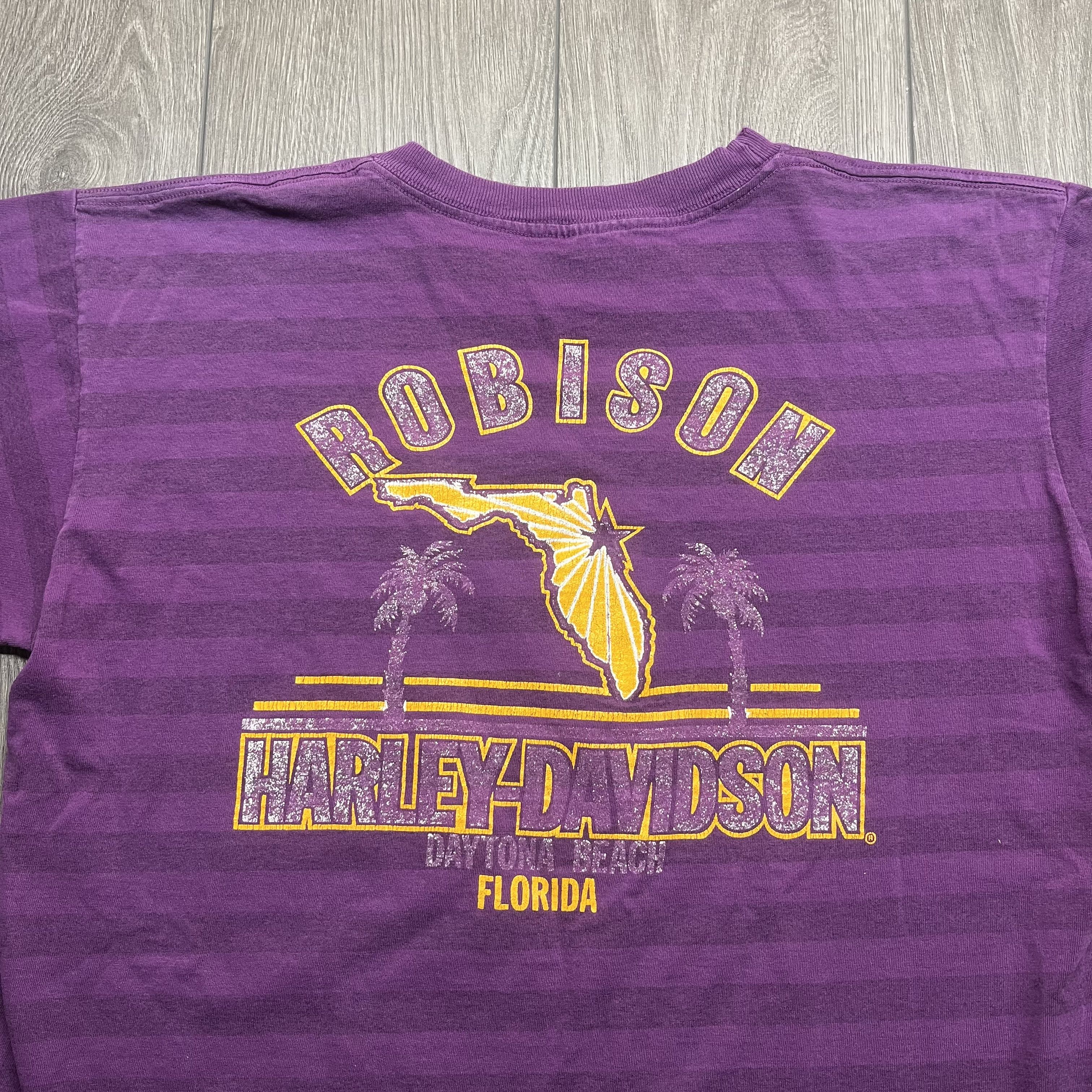 Harley Davidson × Vintage Vintage Harley Davidson Daytona Beach 1990s Purple XL Shirt Size US XL / EU 56 / 4 - 9 Thumbnail