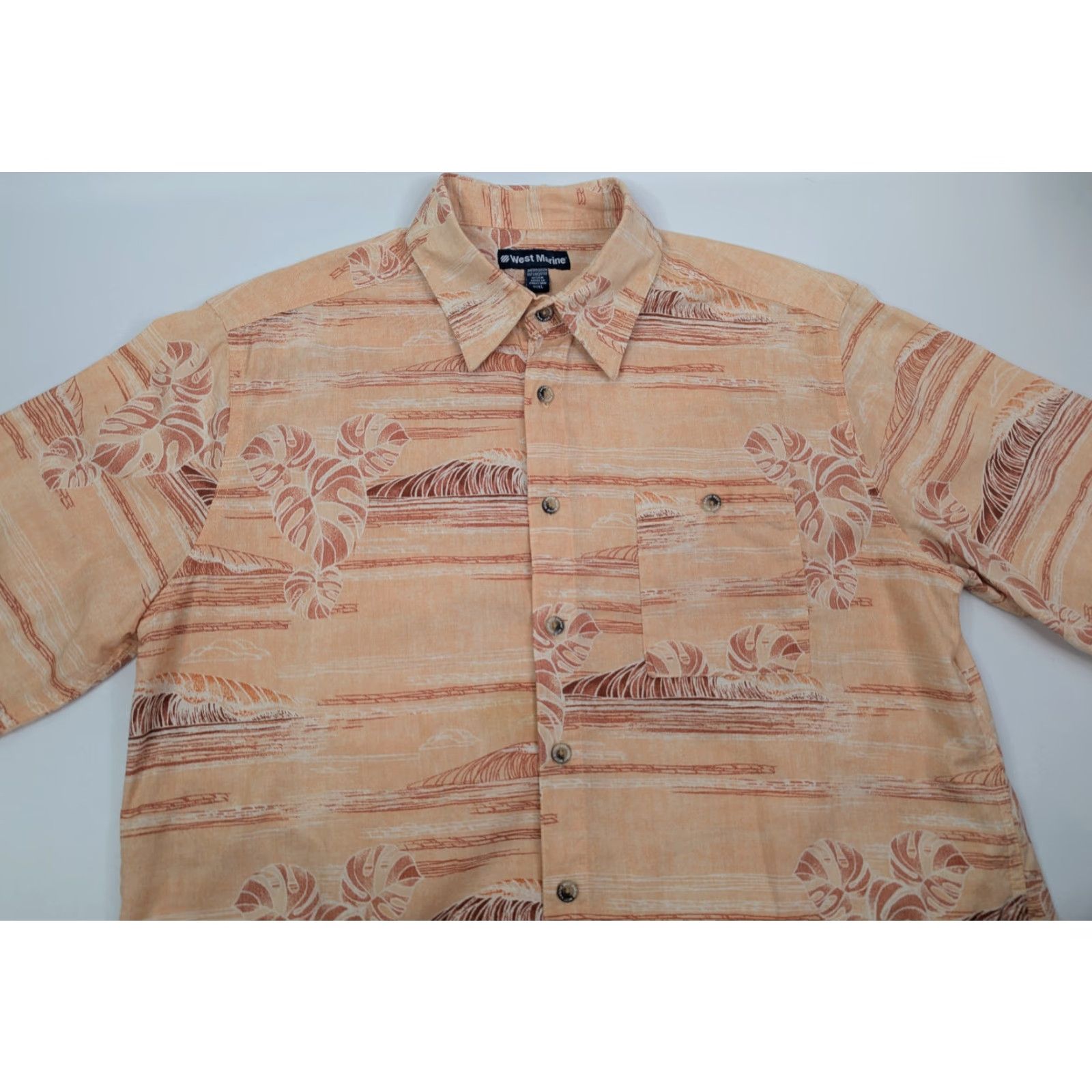 Vintage West Marine Shirt L Mens Orange Palm Cotton Button-Up Short Sleeve Outdoor Beach Tropical Size US L / EU 52-54 / 3 - 2 Thumbnail