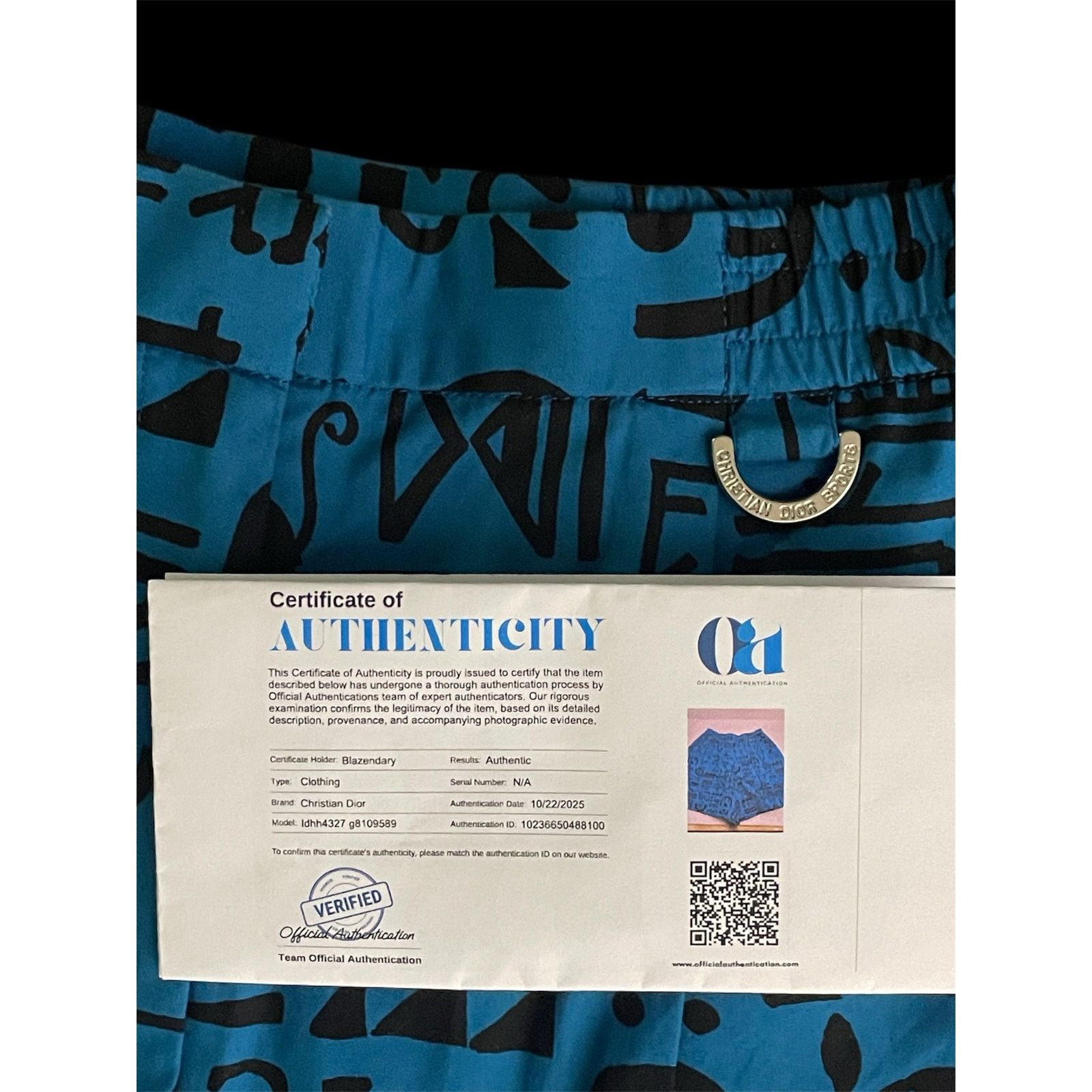 Vintage Christian Dior Sports Blue Geometric Pattern Shorts