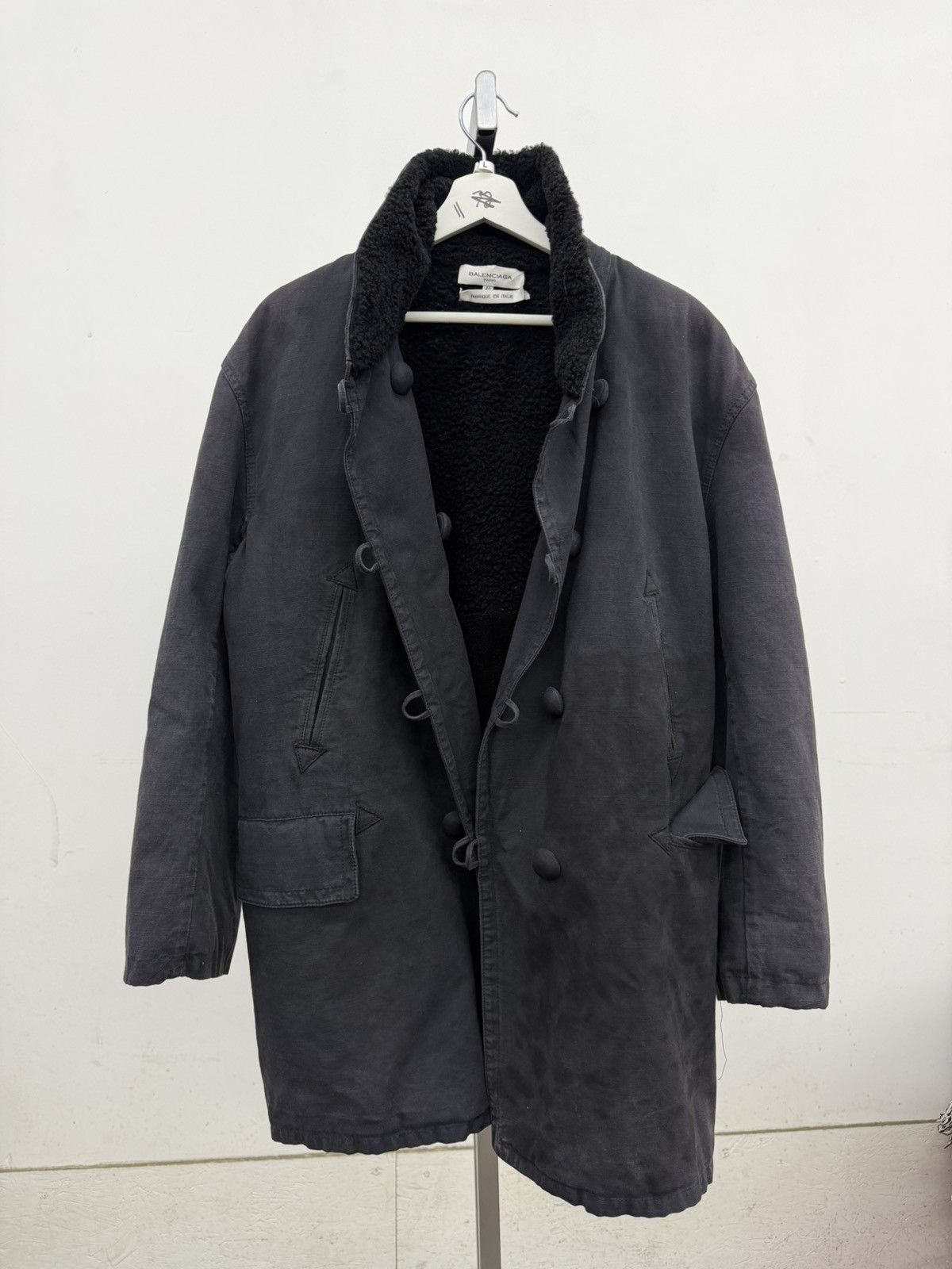 Balenciaga Balenciaga Asymmetric DoubleBreasted Sherpa Canvas Deck Coat Size US M / EU 48-50 / 2 - 4 Thumbnail