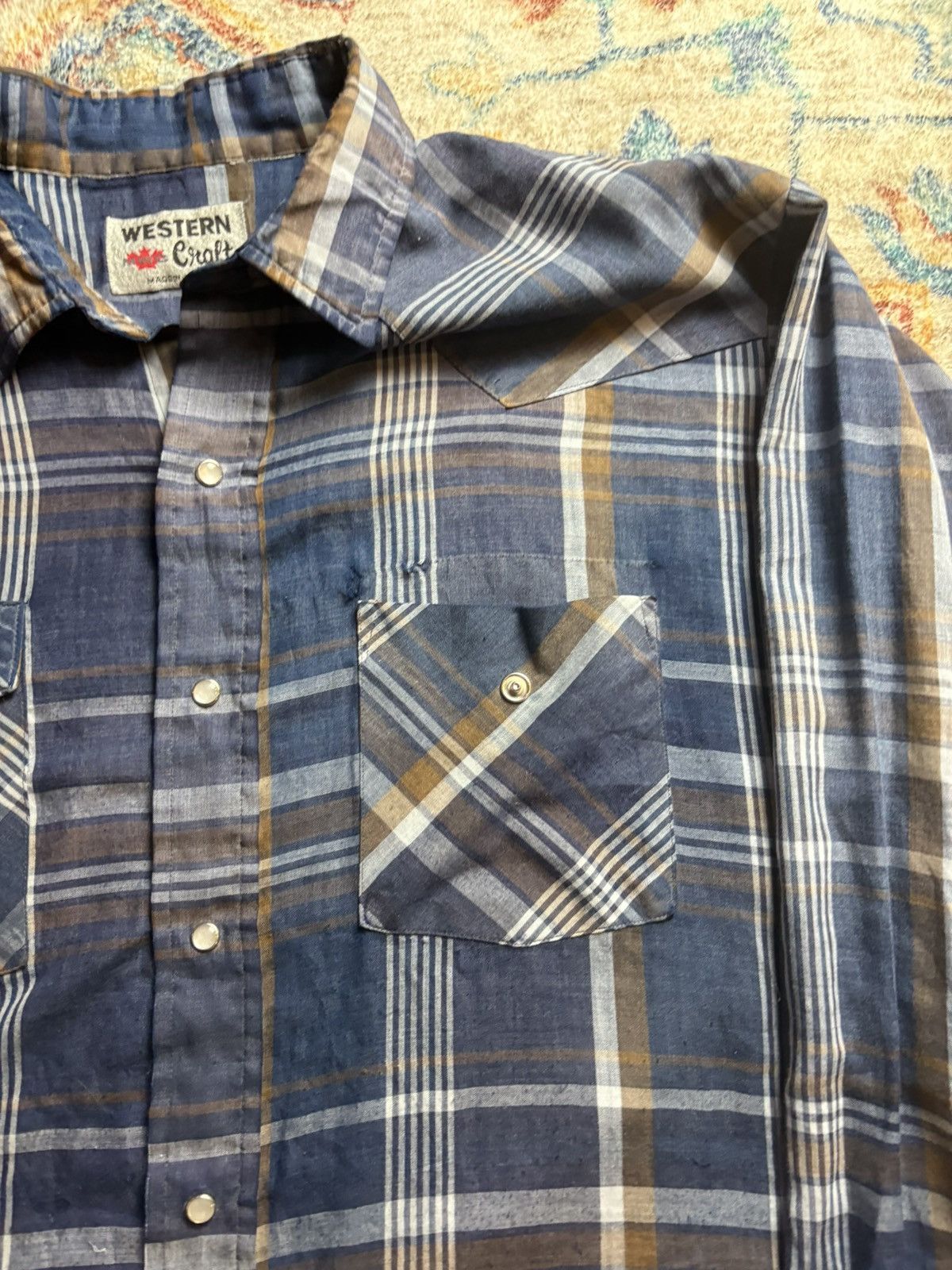 Vintage Vintage Western Craft Plaid Pearl Snap Shirt Size XL Size US XL / EU 56 / 4 - 5 Thumbnail