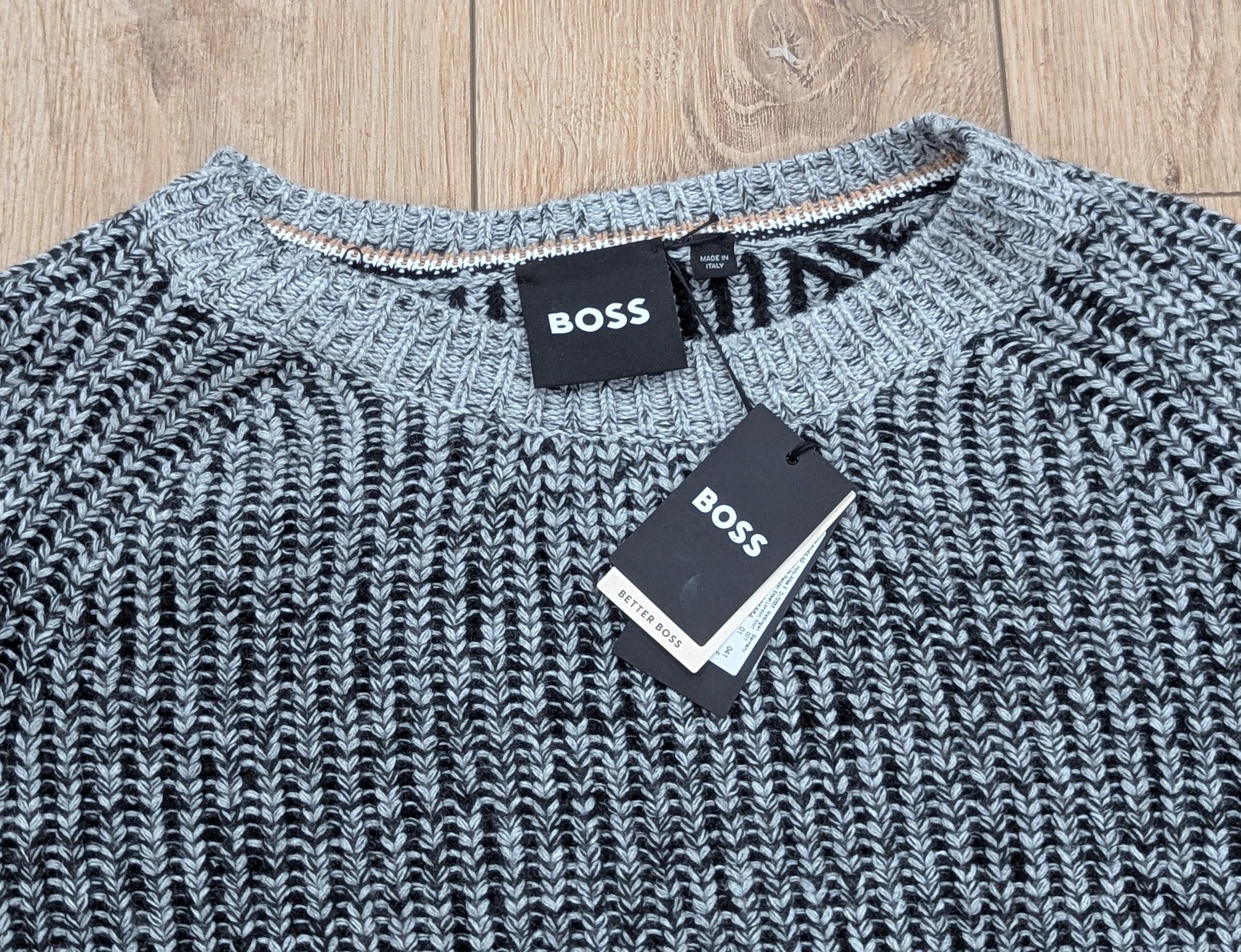 Hugo Boss BOSS "Ezrano" Ombre Rib Knit Crewneck Sweater Gray 2XL Size US XXL / EU 58 / 5 - 2 Thumbnail