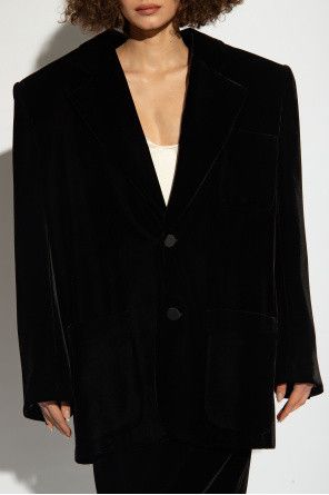 Saint Laurent Paris o1bcso1str1124 Oversized Jacket In Velvet in Black Size XS / US 0-2 / IT 36-38 - 3 Thumbnail