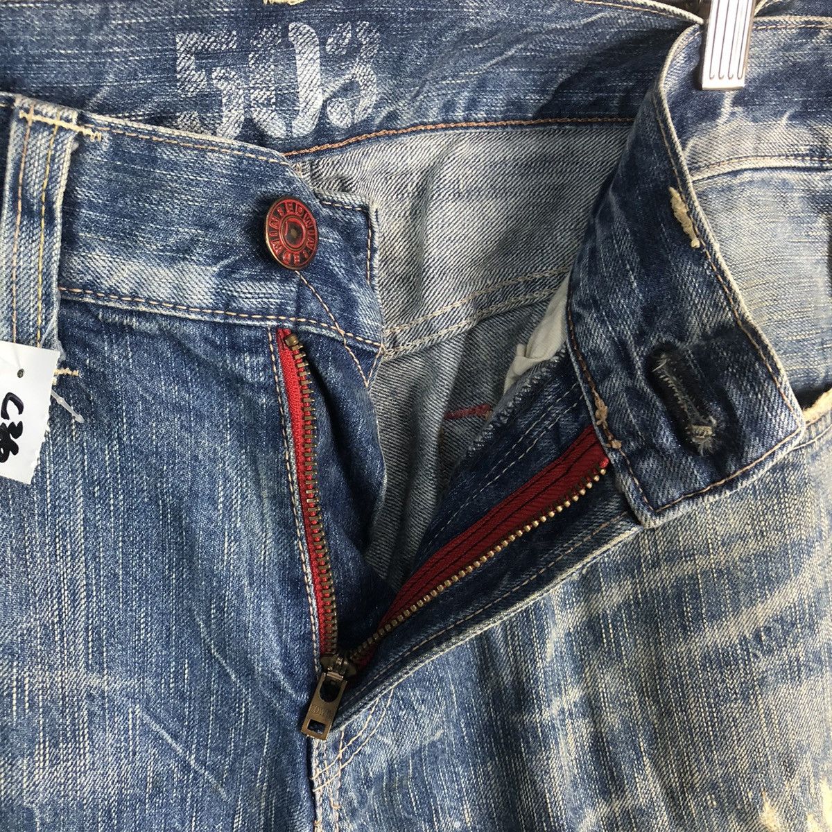 Edwin DLL Edwin Blue Stripe Distressed Denim Pants #C006 Size US 31 - 12 Thumbnail