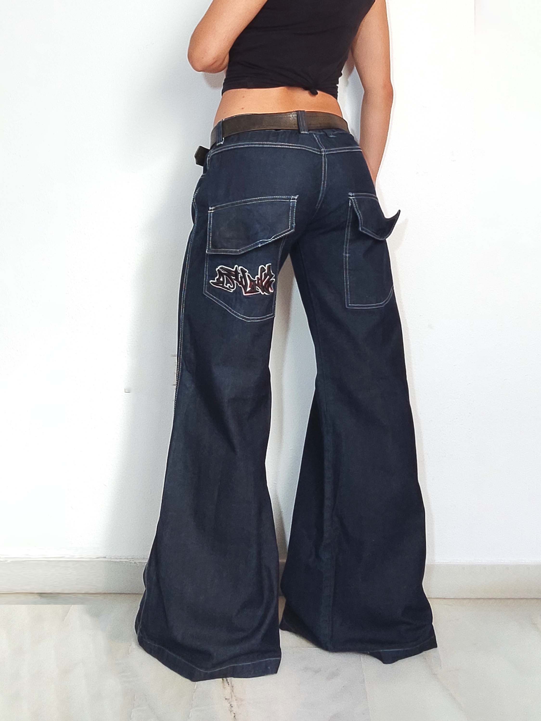 Vintage Y2k Deadstock Vintage Ultra Wide Leg Jeans Size 28" / US 6 / IT 42 - 2 Thumbnail