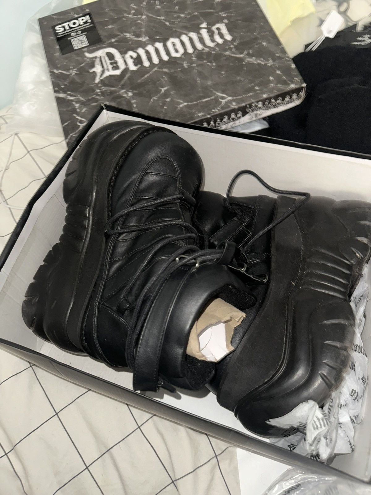 Demonia Boxer 13 Platform Boots Black display picture 3