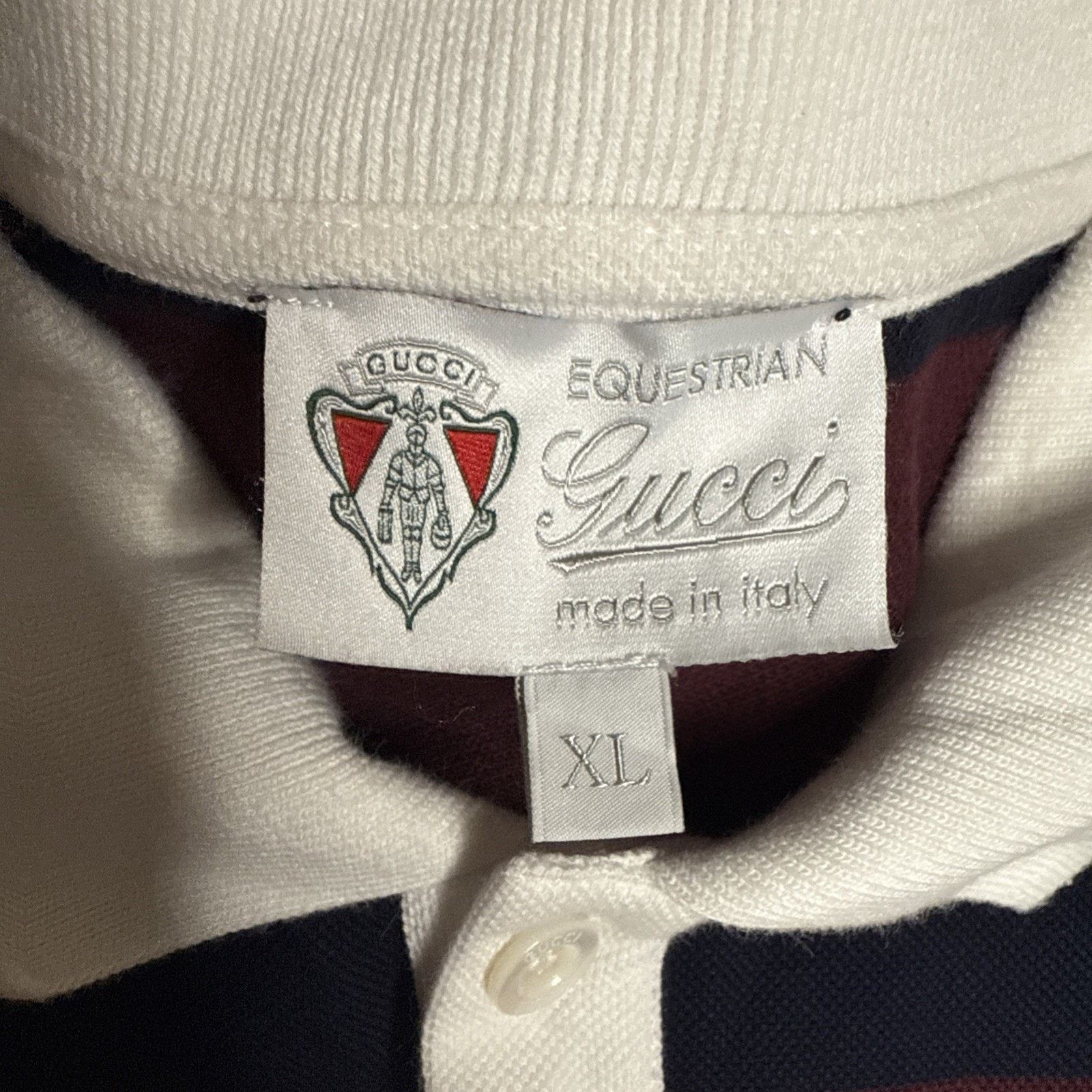 Gucci Gucci Men’s Striped Polo Shirt, Navy And Burgundy, Size XL Size US XL / EU 56 / 4 - 4 Thumbnail