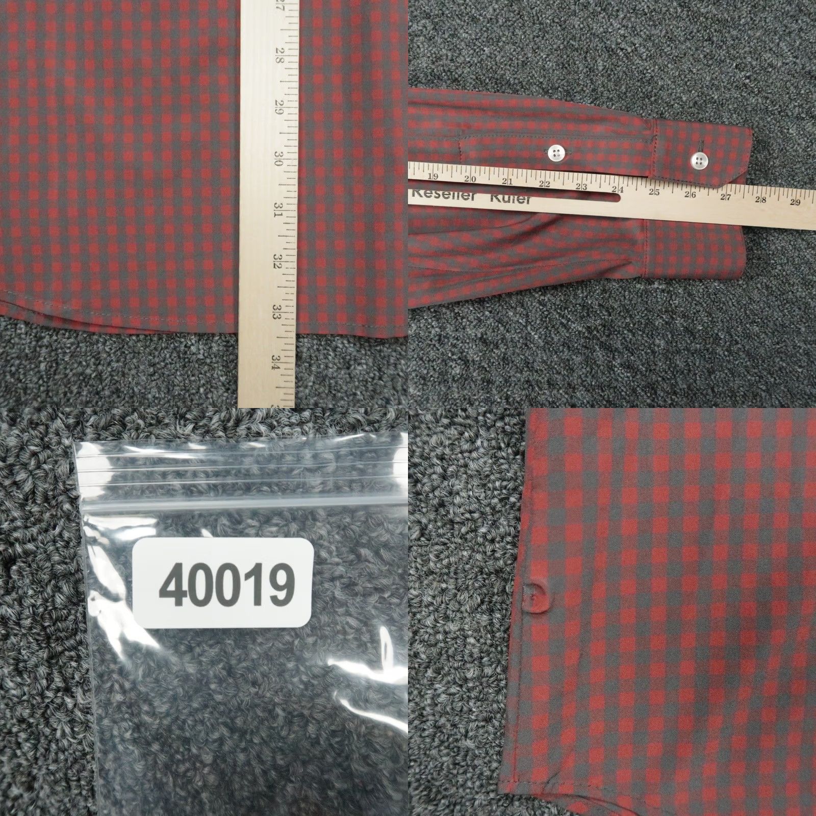 Mizzen+Main Mizzen+Main Shirt Mens 2XL Red Gingham Long Sleeve Button-Up Collared Polyester Stretch Casual Workwear Mens Size US XXL / EU 58 / 5 - 8 Thumbnail
