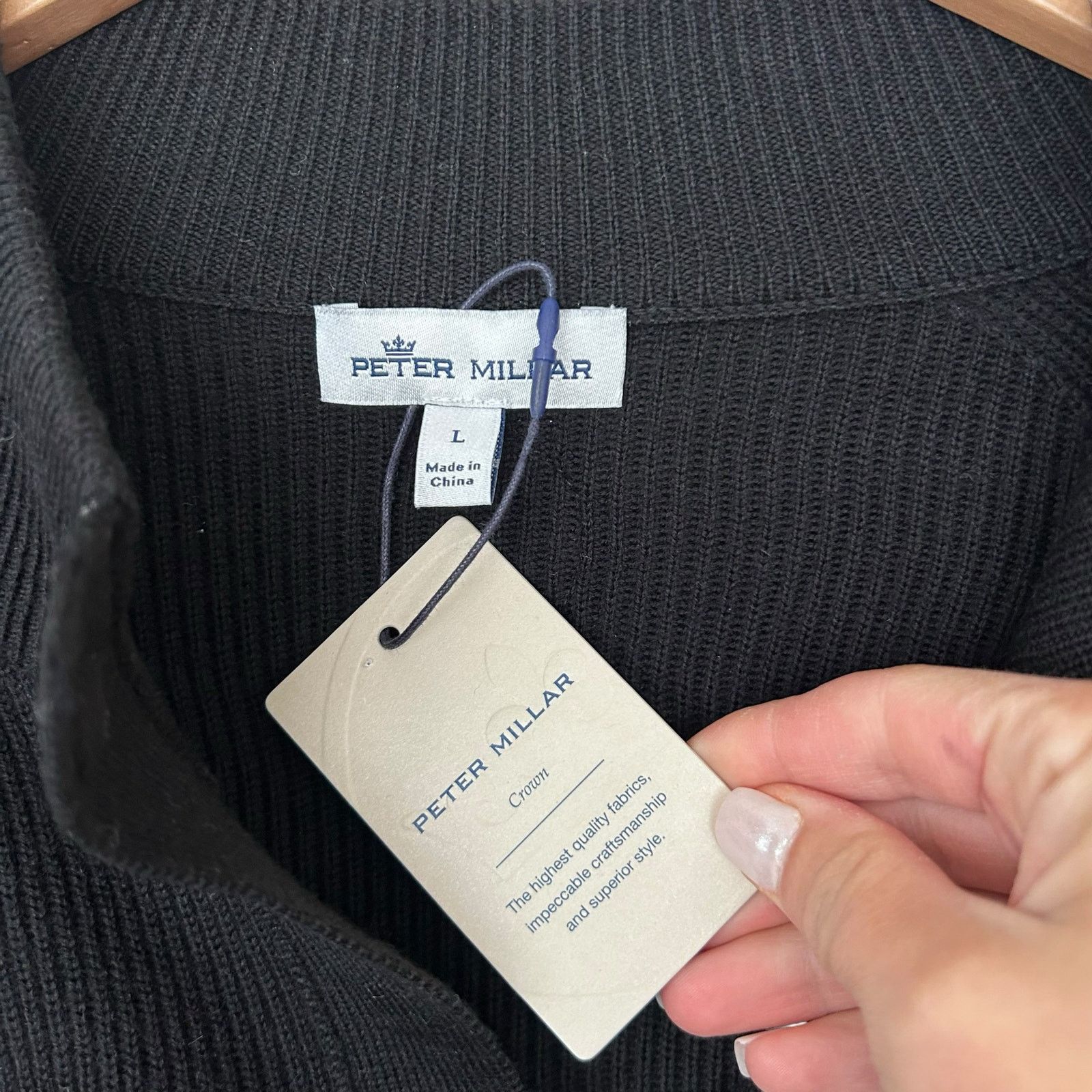 Peter Millar Peter Millar Crown Black Merino Wool Apres Ski Sweater Sz L Size US L / EU 52-54 / 3 - 2 Thumbnail