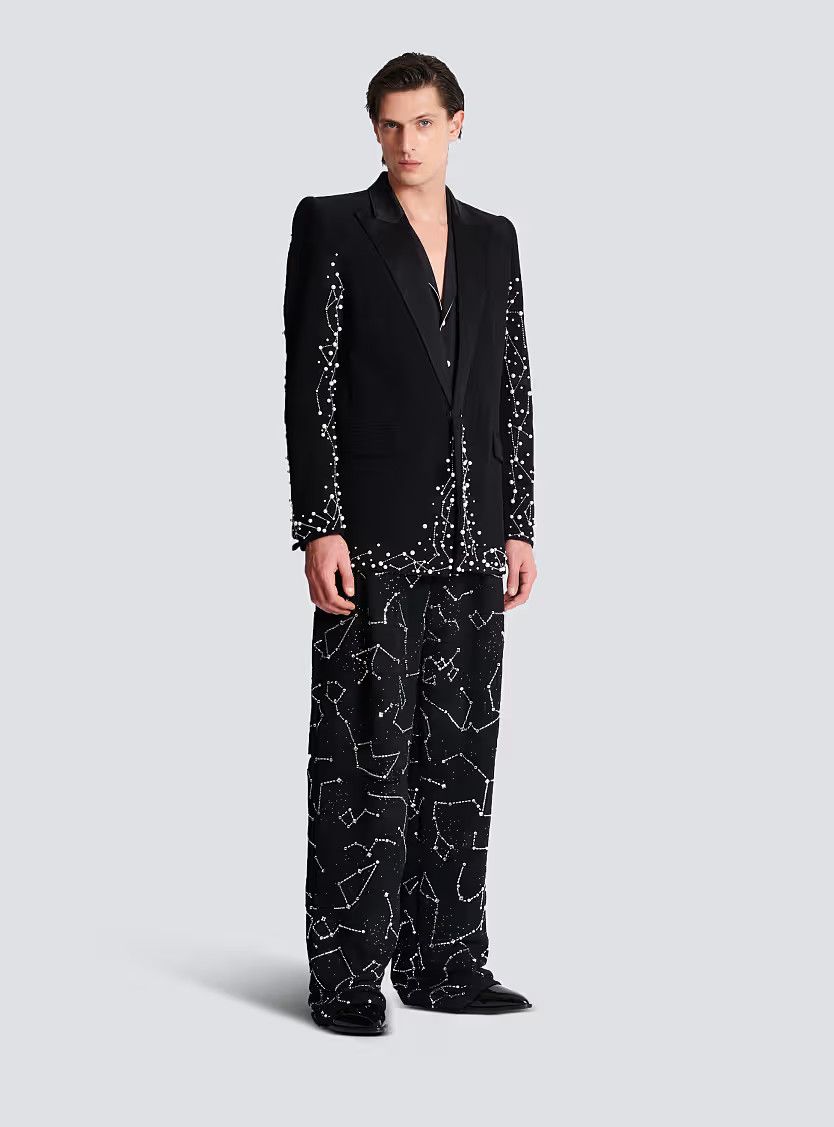 Balmain o1s1wg110126 1 Button Jacket With Embroidery in Black Size US XL / EU 56 / 4 - 2 Thumbnail