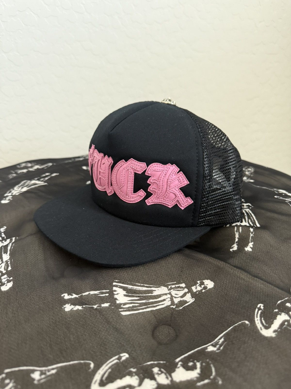 Chrome Hearts FUCK LEATHER PINK PATCH TRUCKER Size ONE SIZE - 3 Thumbnail