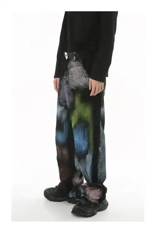 Designer × Japanese Brand Fashion Graffiti Dyed Colored Baggy Jean Size US 33 - 3 Thumbnail