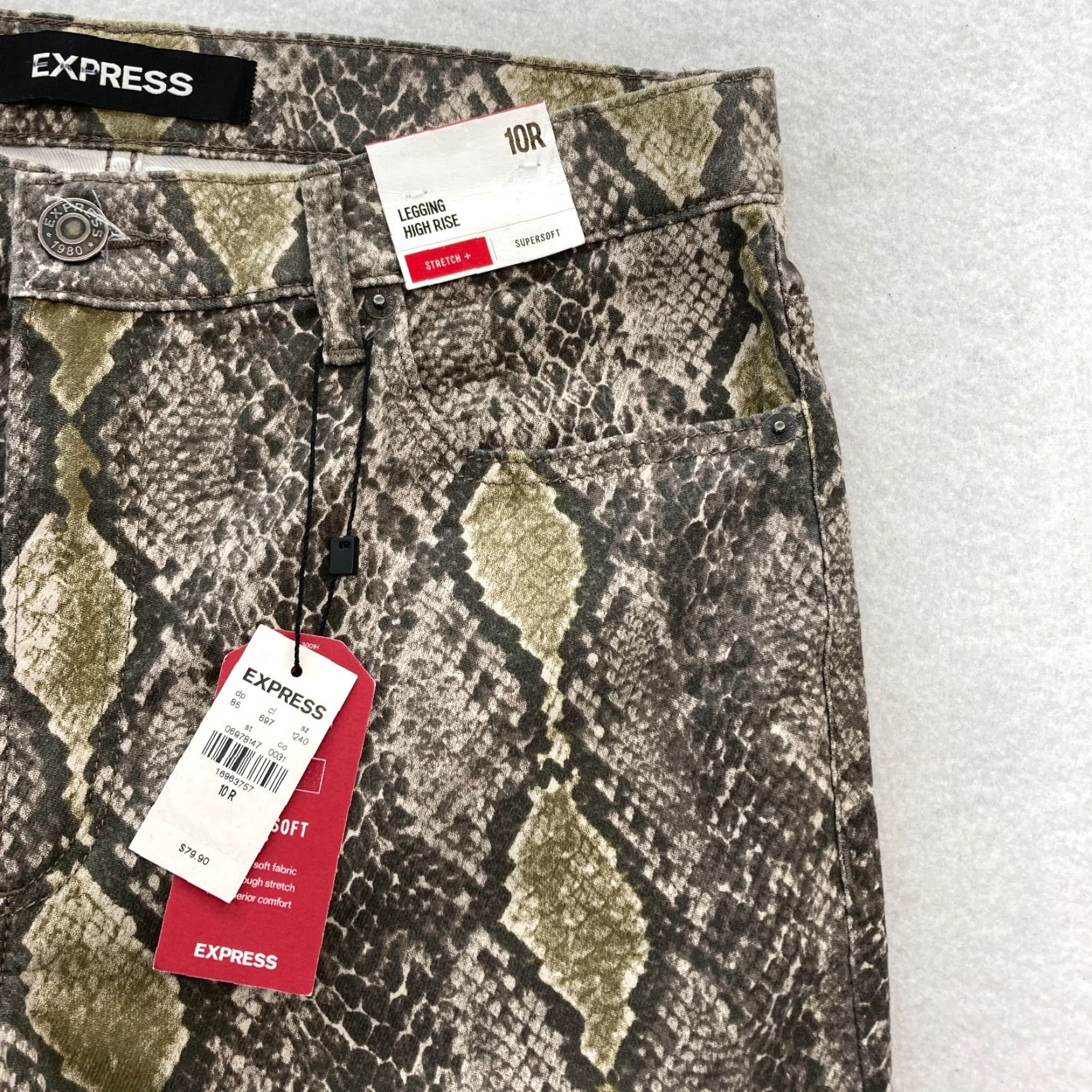 Express Express Leggings Women's 10 Brown Snakeskin High Rise Stretch Supersoft Pants Size 32" / US 10 / IT 46 - 3 Thumbnail