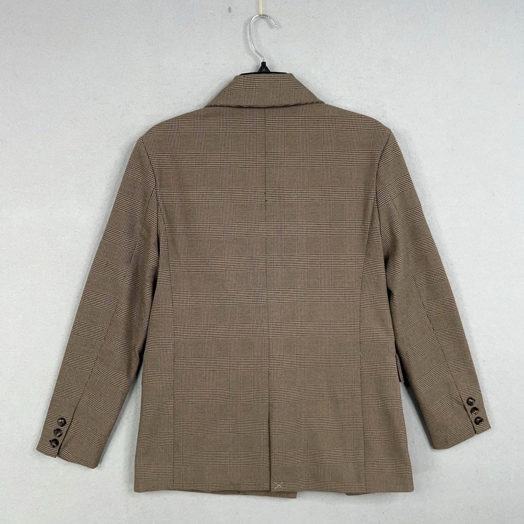 Vintage BLANKNYC Blazer Jacket Womens Small Plaid Double Breasted Houndstooth Brown Notch Lapels Button Button Cuffs Lined Office Workwear Womens Small Blazer Size S / US 4 / IT 40 - 6 Thumbnail
