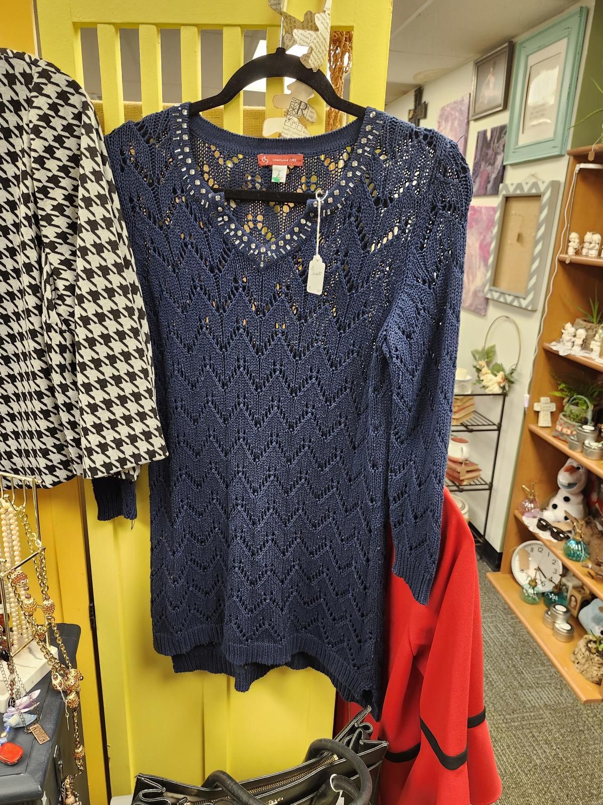 Designer Embellished navy sweater Size L / US 10 / IT 46 - 1 Preview