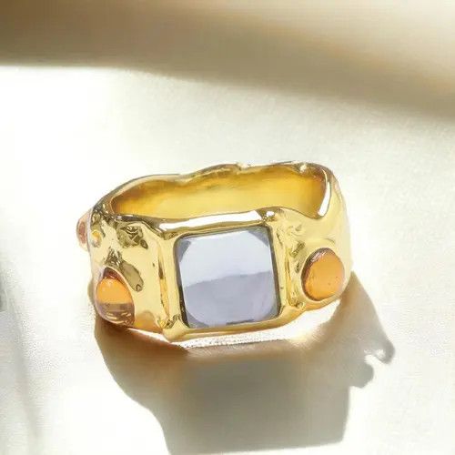 Jewelry 409Irregular Chunky Ring Gold, Boho Maximalistlist Rings Size ONE SIZE - 4 Thumbnail