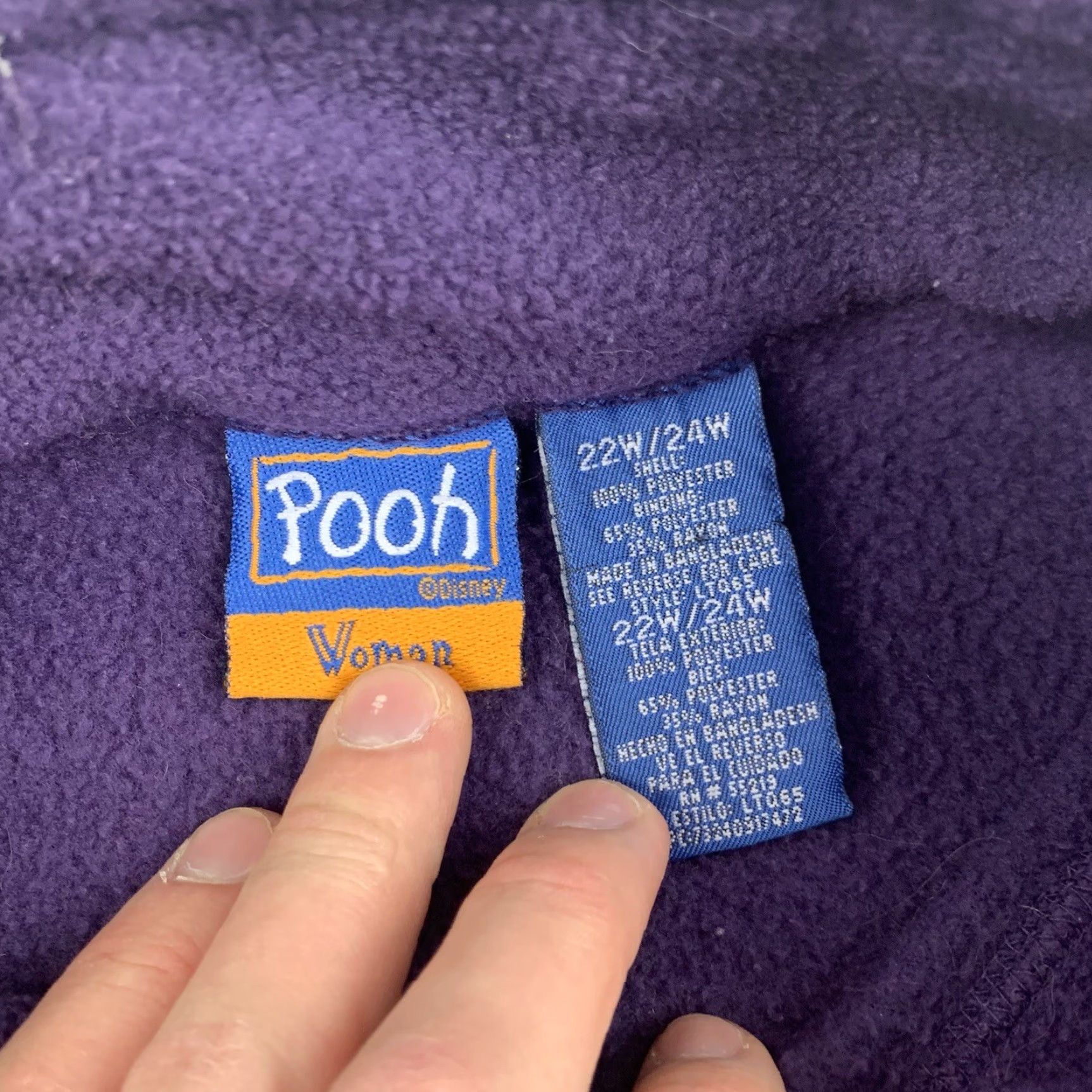 Disney Vintage Winnie The Pooh Eeyore Fleece Jacket Womens 2XL Purple Disney Winter 90s Size XXL / US 16-18 / IT 52-54 - 5 Thumbnail