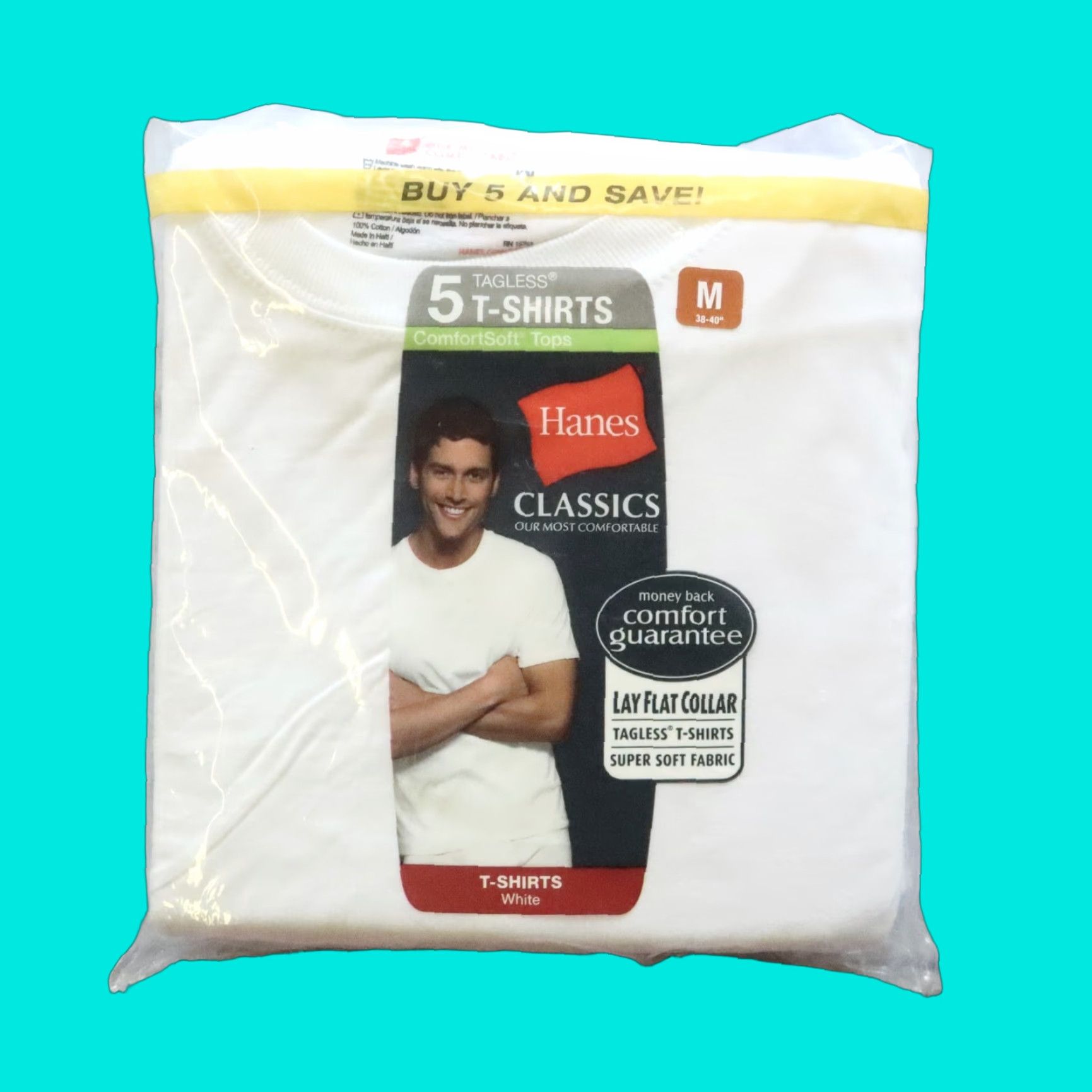 Hanes VINTAGE Hanes Tagless Deadstock Cotton Crewneck Tshirt 5 Pack M White Mens Shirt Crew Neck 5 Pack Hanes TAGLESS Size US M / EU 48-50 / 2 - 1 Thumbnail