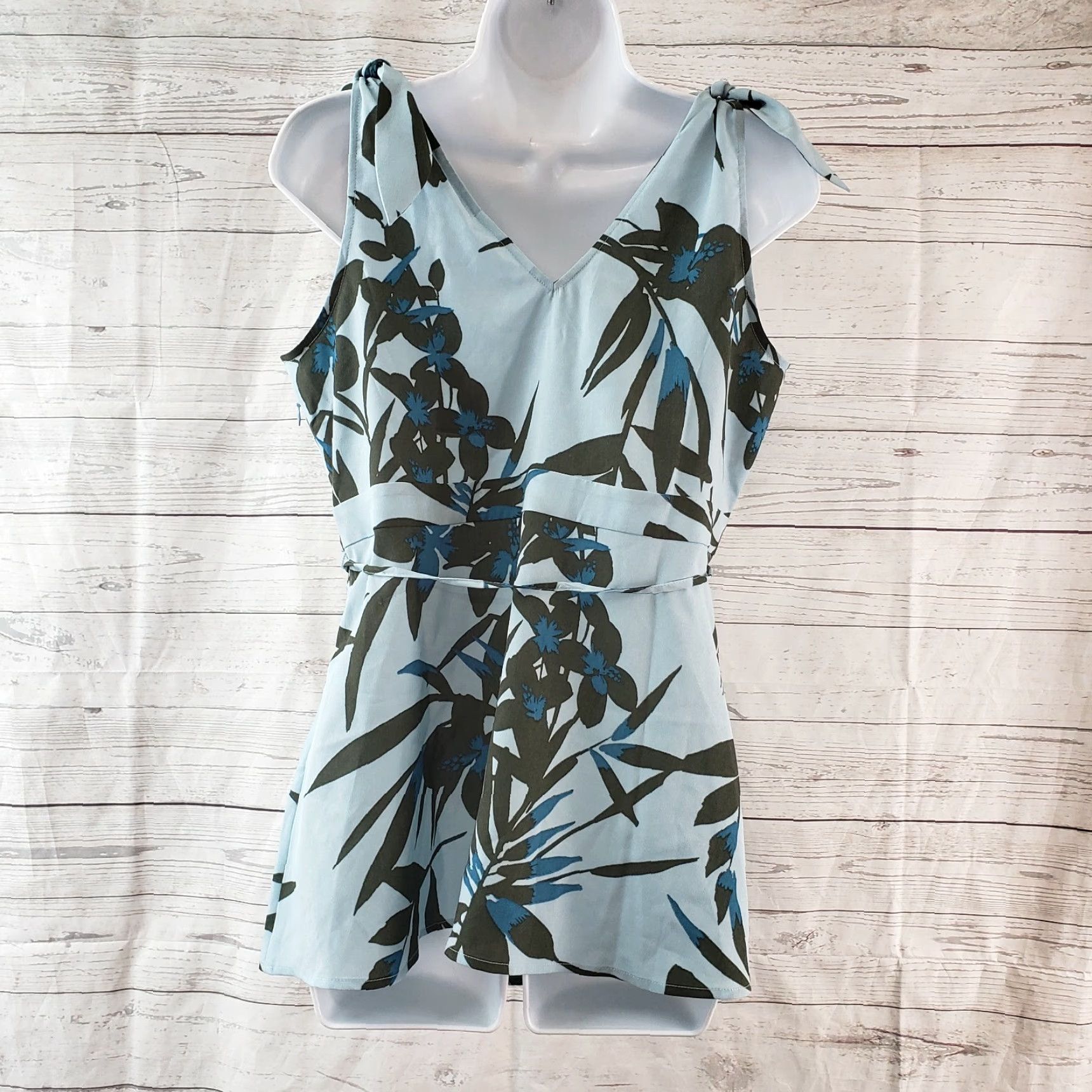 Vintage Motherhood Maternity Womens Floral Top Sleeveless V-Neck Blue Sz Medium Shirt Womens Size M / US 6-8 / IT 42-44 - 3 Thumbnail