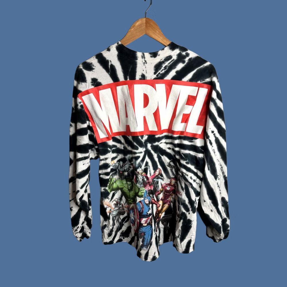 Vintage Marvel Shirt Mens Large Black White Tie Dye Avengers Long Sleeve Graphic T-Shirt Size US L / EU 52-54 / 3 - 1 Thumbnail