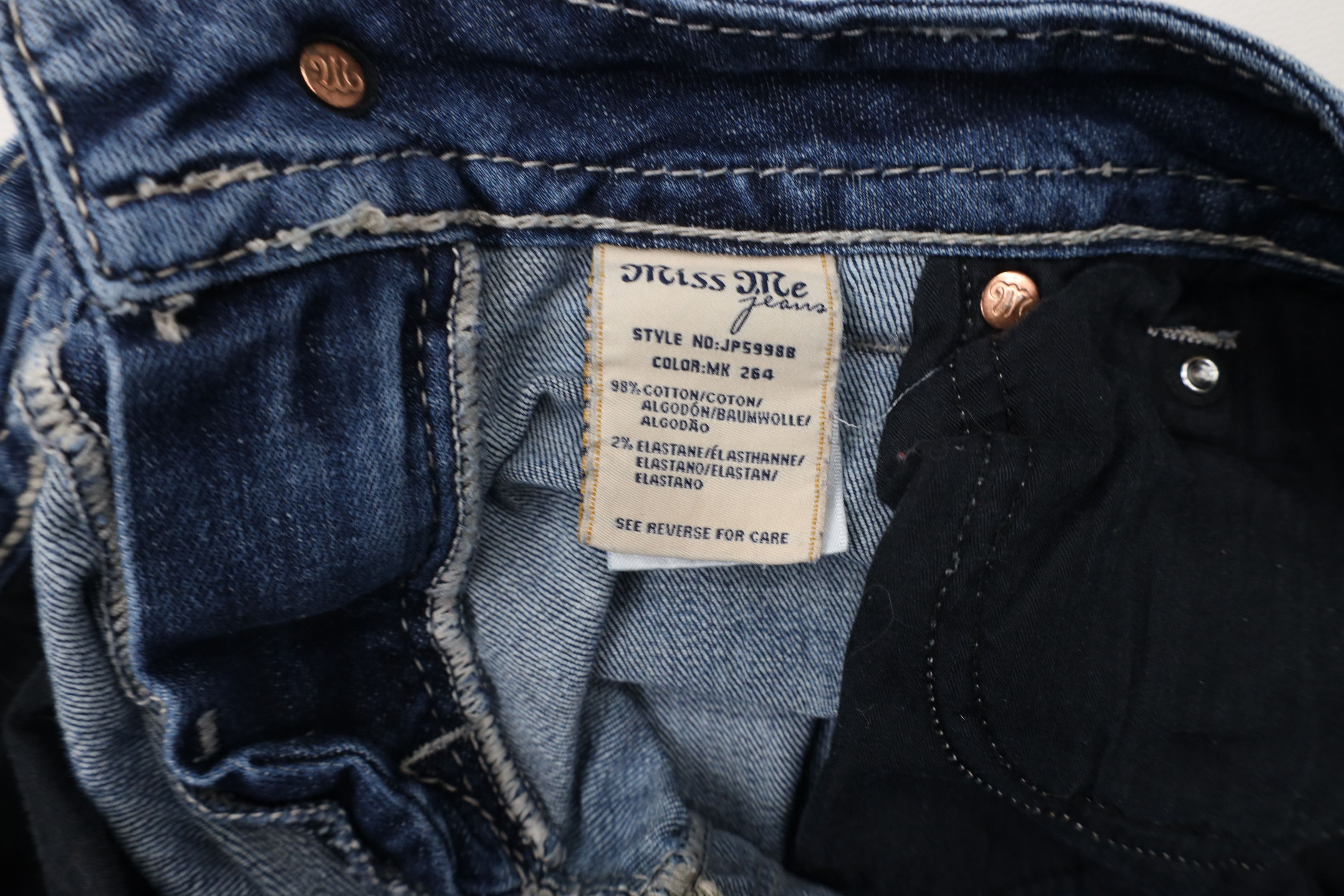 Miss Me × Vintage Miss Me Rainbow Cross Thick Stitch Signature Bootcut Jeans Size 29" - 8 Thumbnail