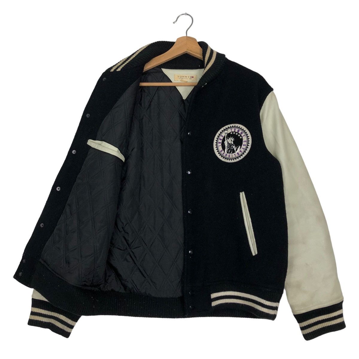 Japanese Brand 🔥90s Vintage Varsity Jacket Tommy Hilfiger Leather Handling Size US L / EU 52-54 / 3 - 8 Thumbnail