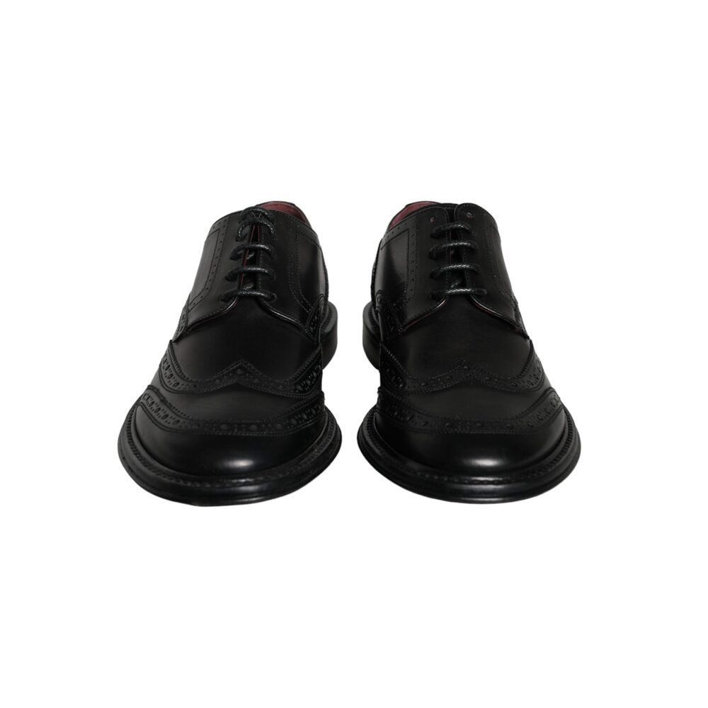 Dolce & Gabbana Dolce & Gabbana Black Leather Oxford Wingtip Formal Men Shoe Size US 6 / EU 39 - 2 Thumbnail