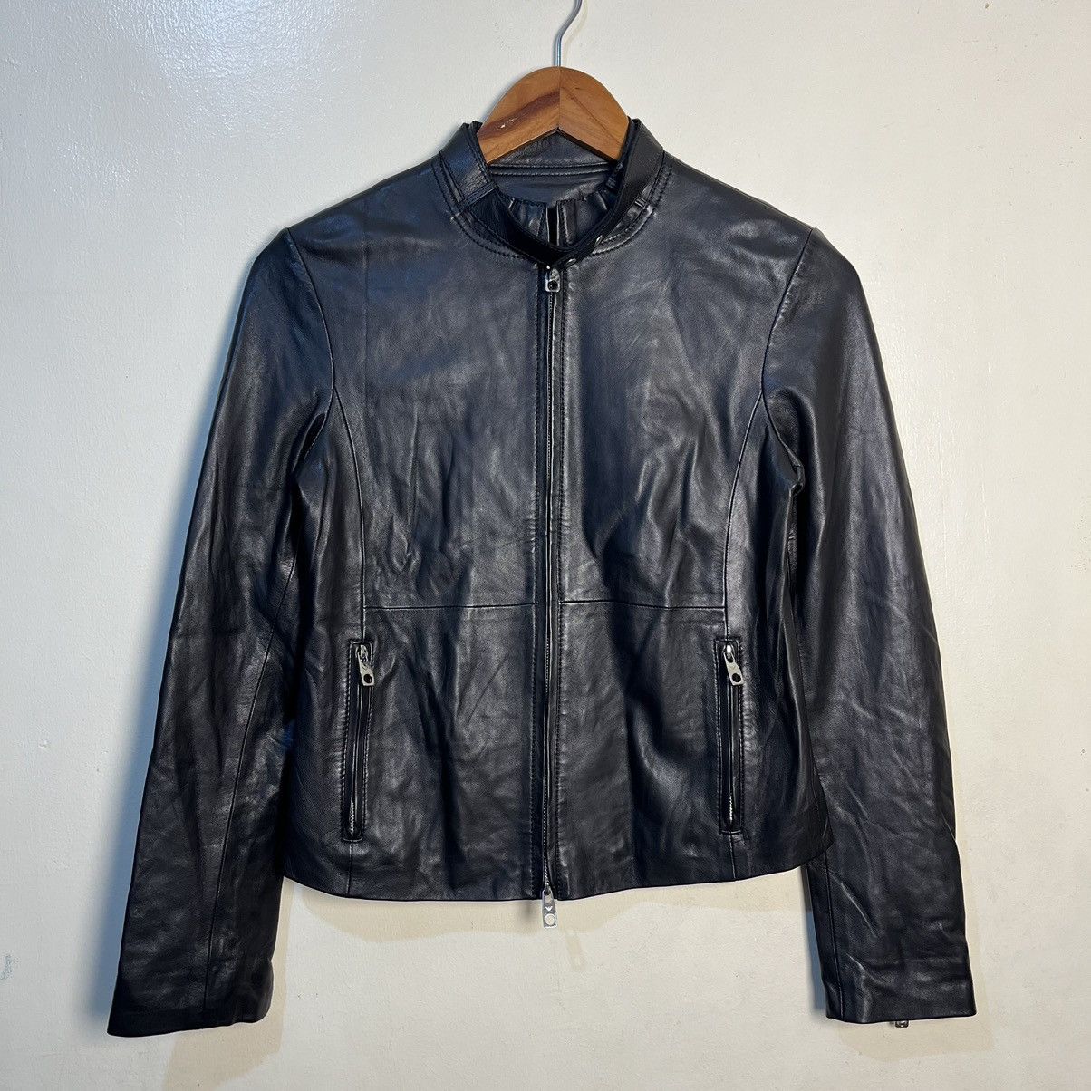 Emporio Armani Emporio Armani Women's Biker Leather Jacket Size XS / US 0-2 / IT 36-38 - 2 Thumbnail