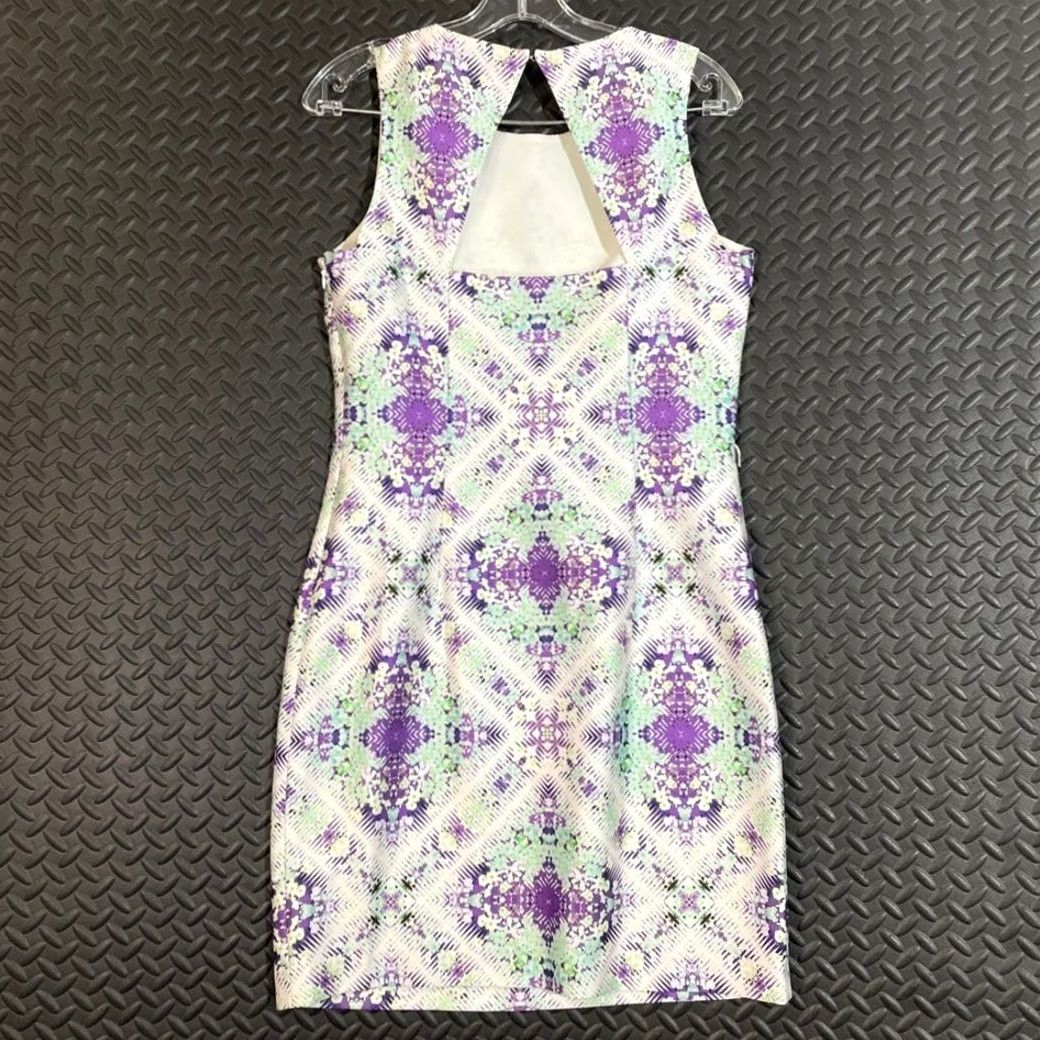 Vintage Cynthia Steffe Sleeveless Bodycon Dress Size 8 Purple Floral Geometric Print NWT Size M / US 6-8 / IT 42-44 - 4 Thumbnail